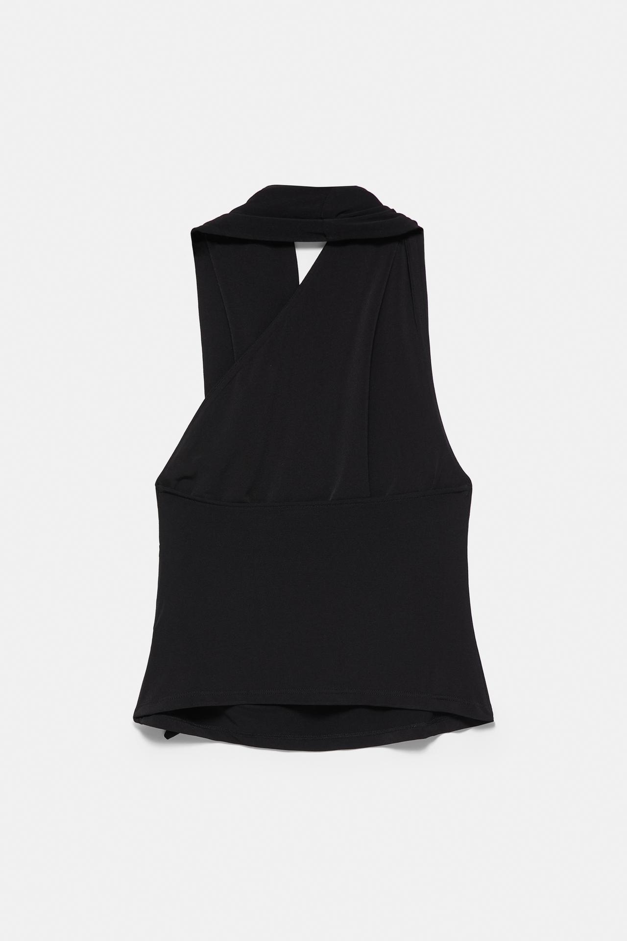Scarf-style halter top — Black