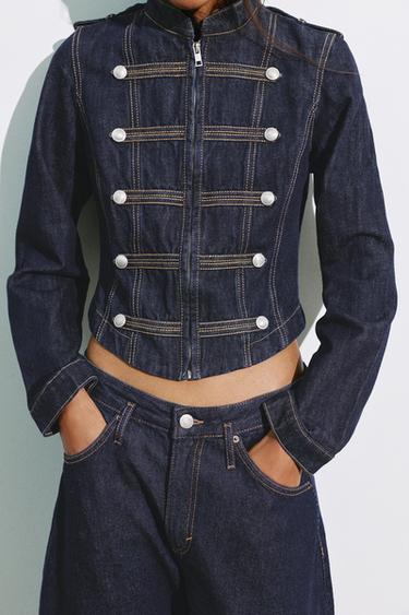 Denim frog fastening jacket — Navy 4