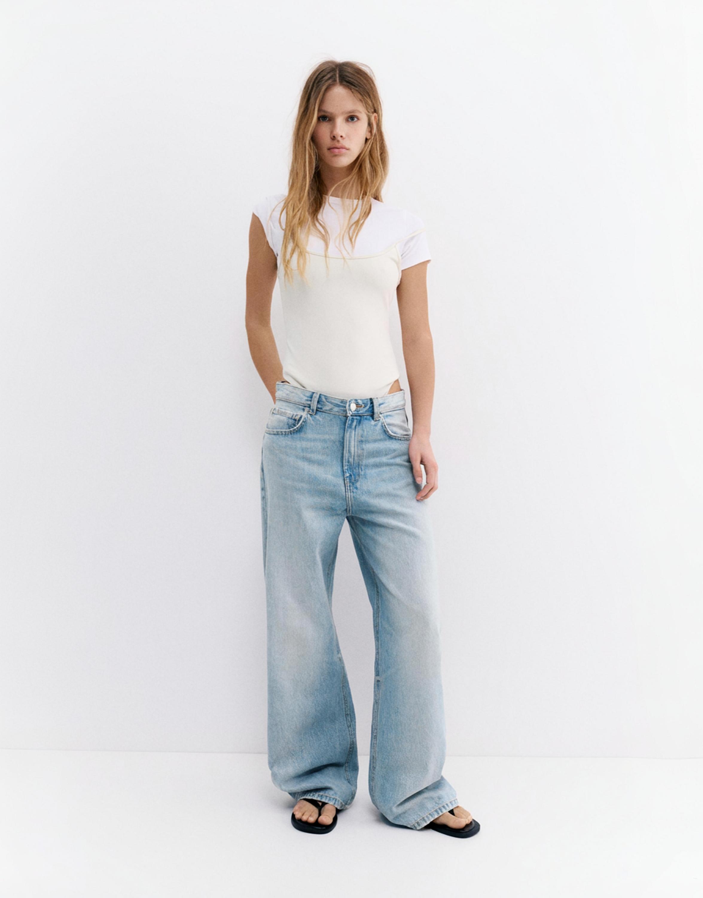 Mid-rise baggy jeans — Pale blue