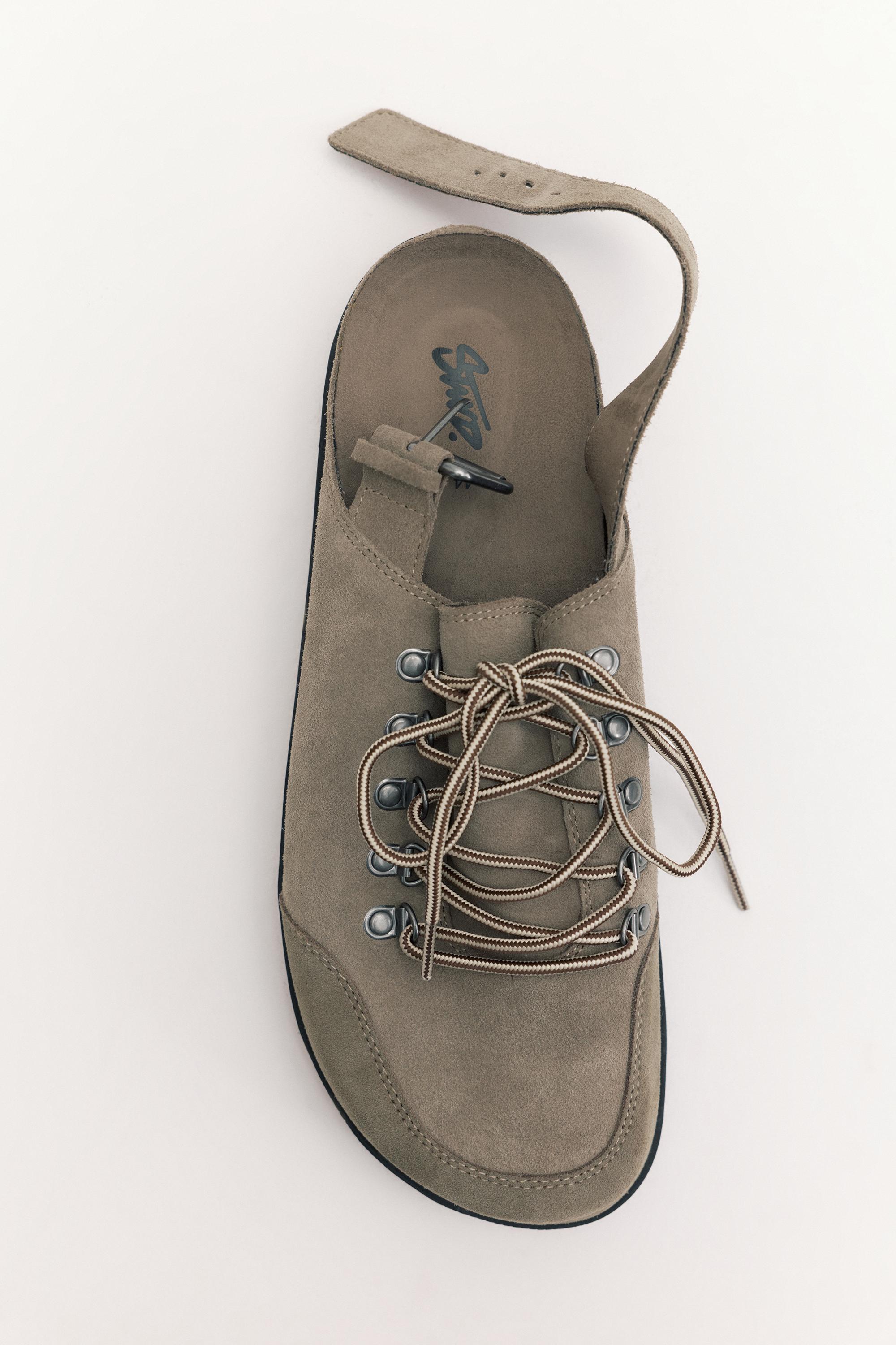 Lace-up leather clogs STWD — Taupe