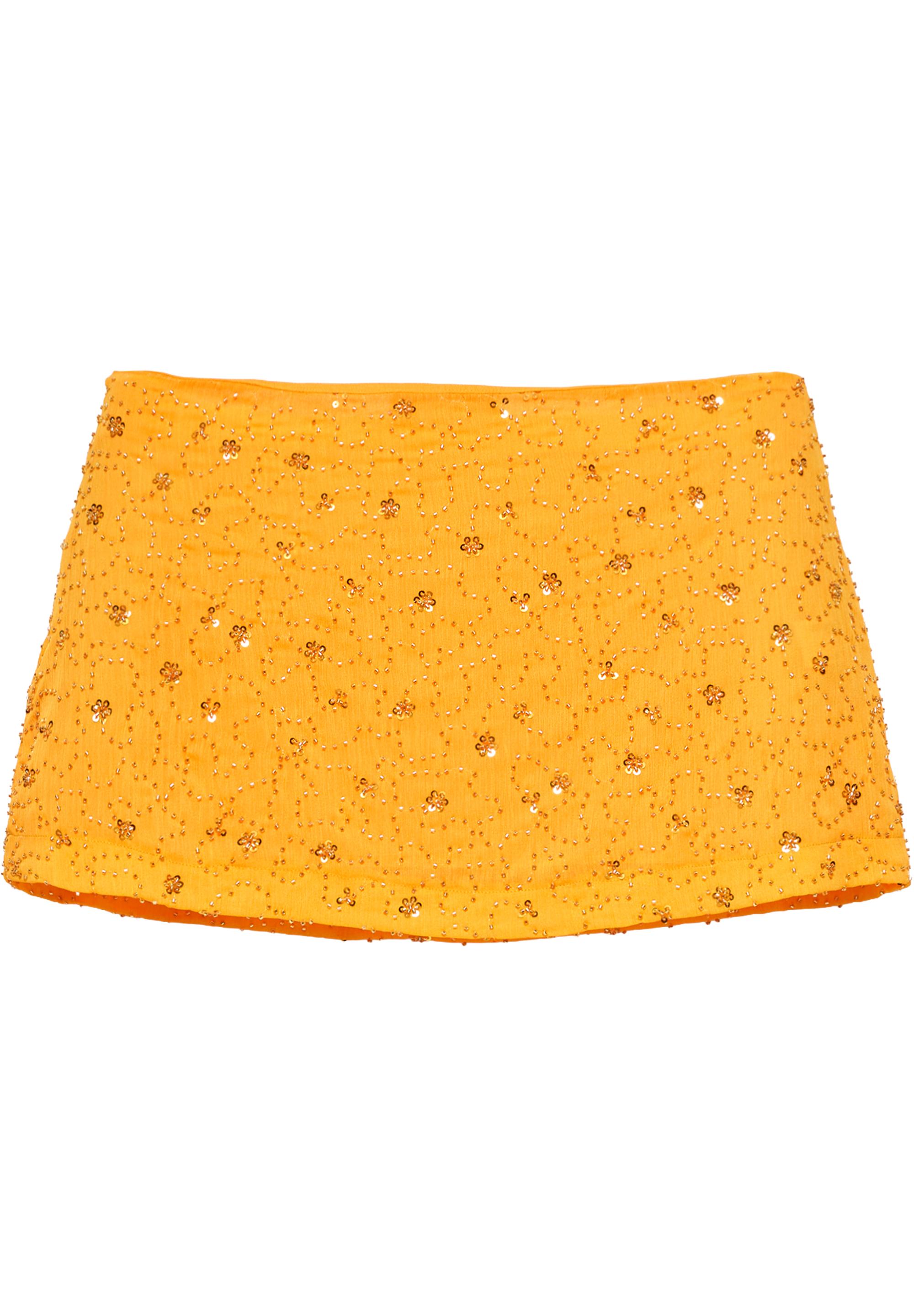 Orange sequin mini skirt — Orange