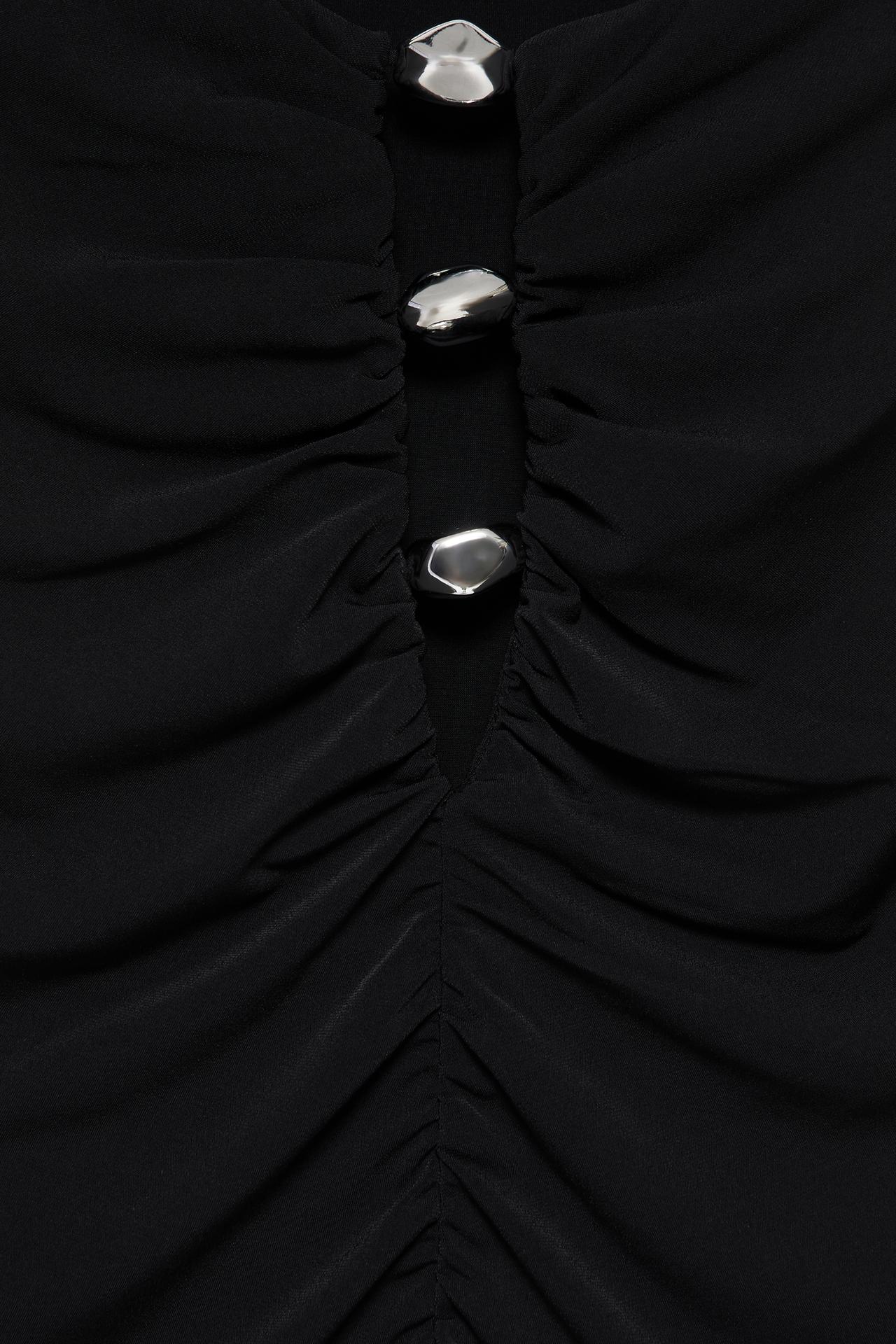 Cut-out embellished top — Black