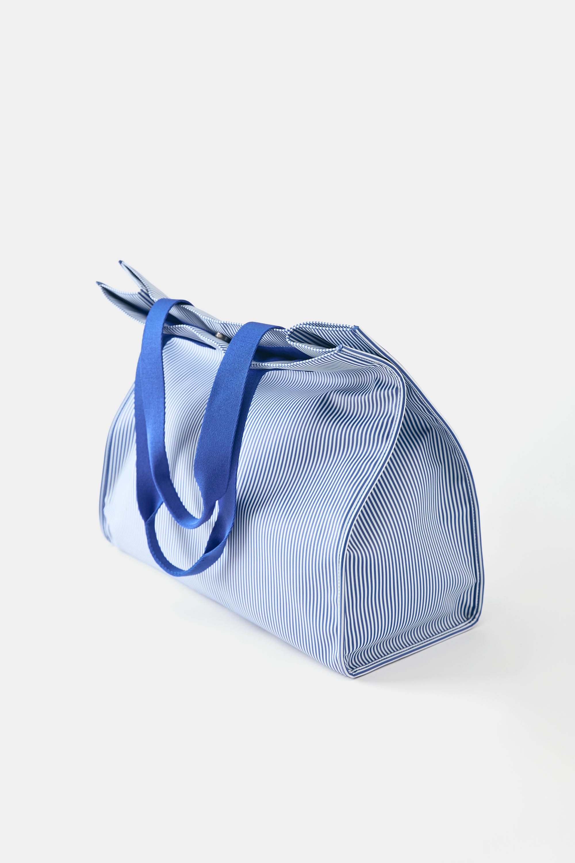Striped shopper bag — Blue
