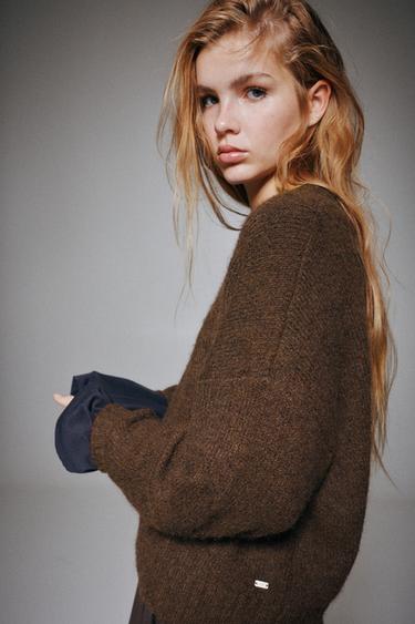 Basic knit jumper — Brown 1