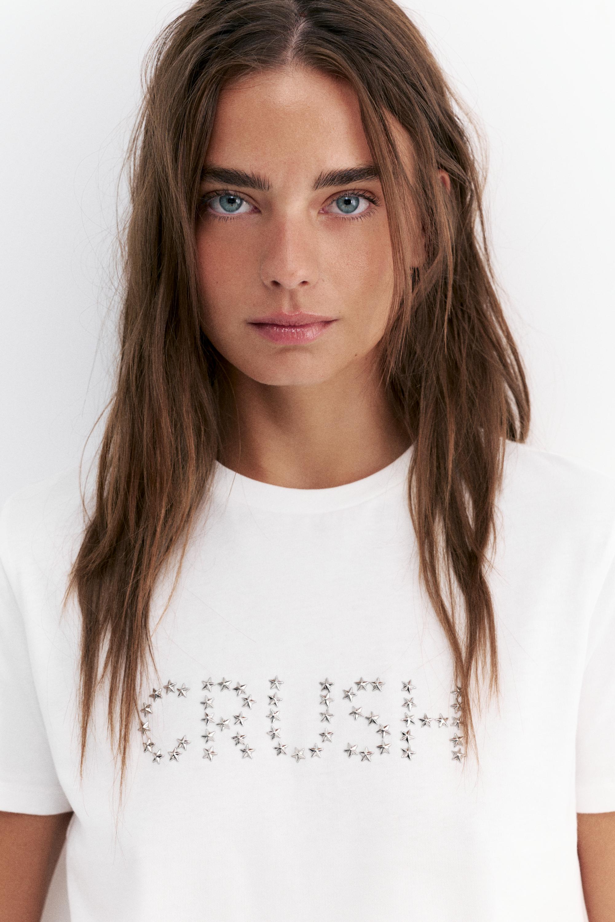 Studded graphic T-shirt — White