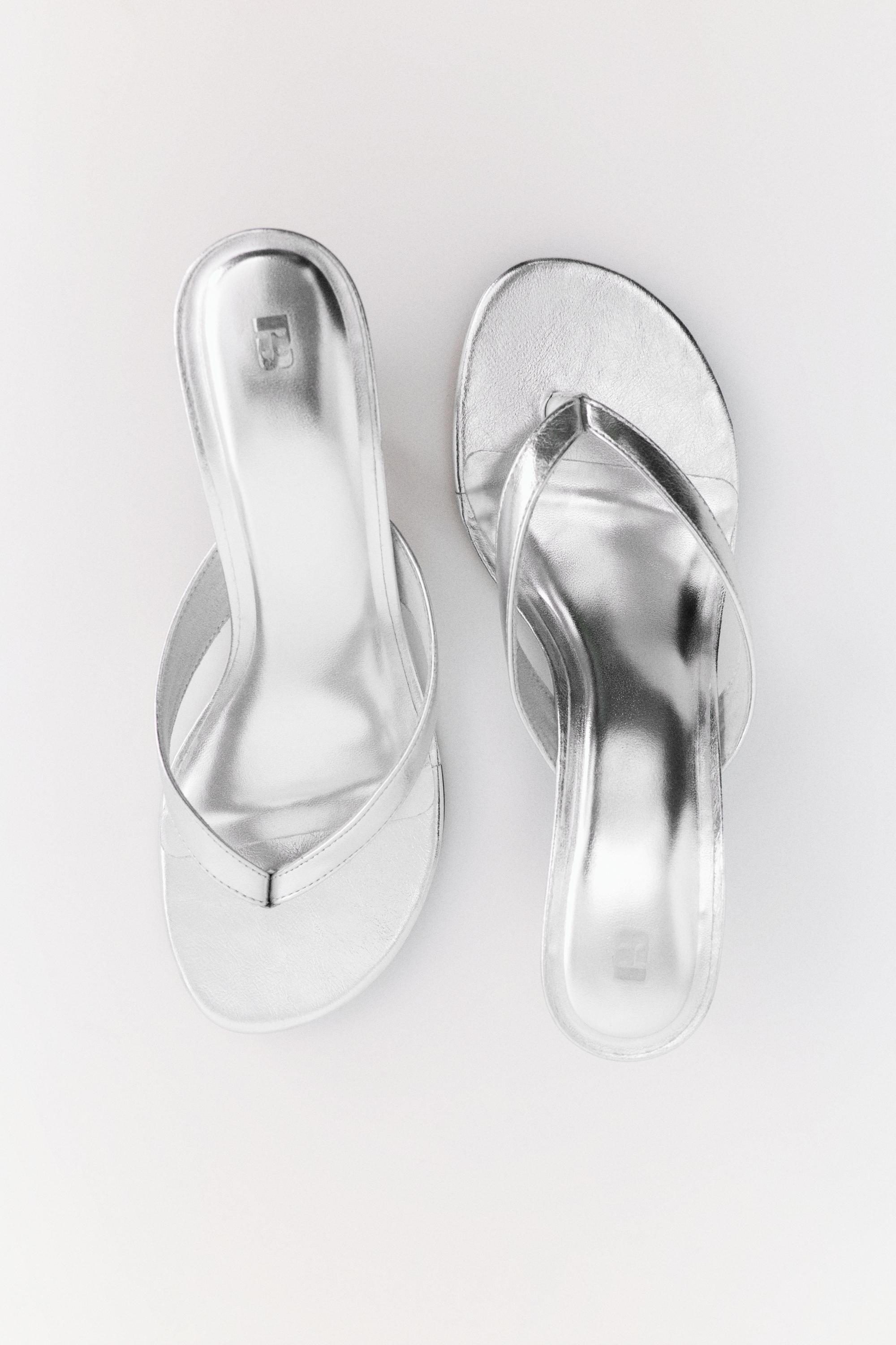 Metalik topuklu sandalet - Görsel 17