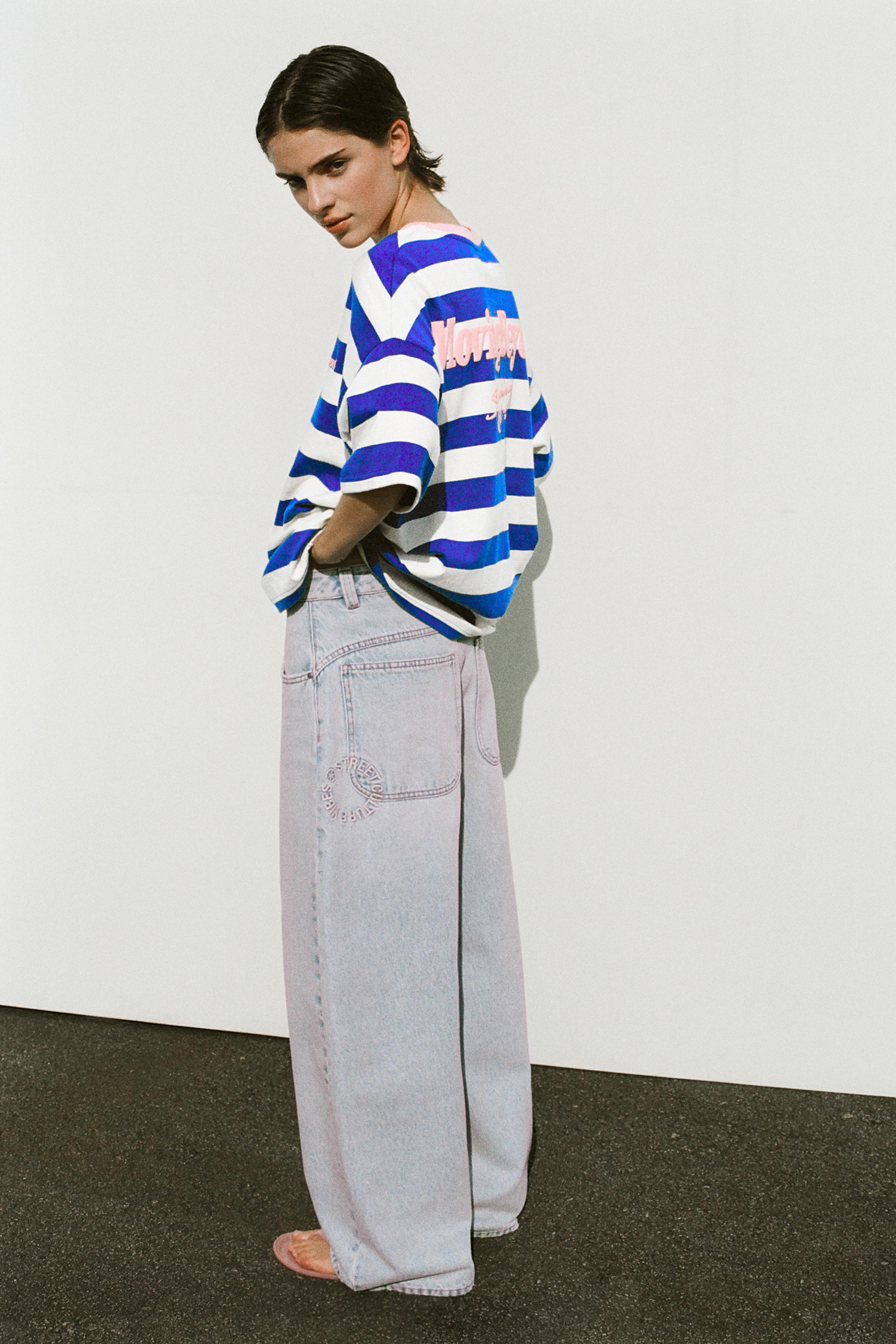 Blue striped T-shirt — Deep blue
