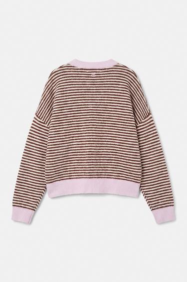Striped jumper with contrast neck — Chocolate 6