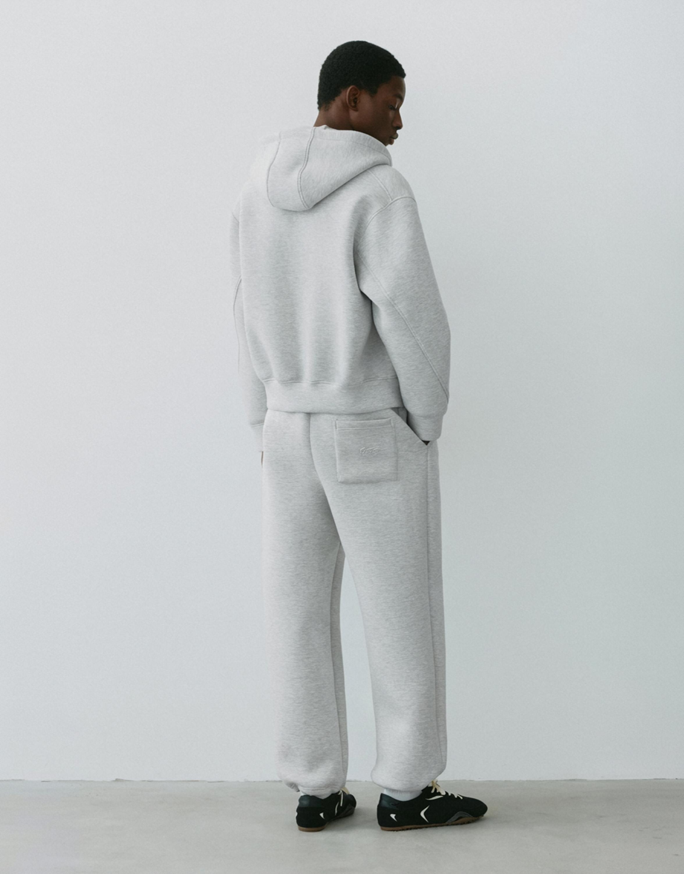 Neoprene-effect baggy trousers — Grey marl