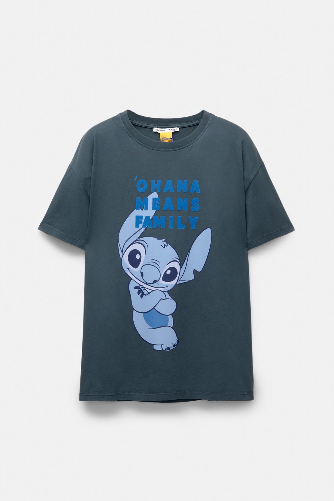 Lilo Stitch Ohana Means Family T-shirt Femme Gris Chinu00e9 Sur