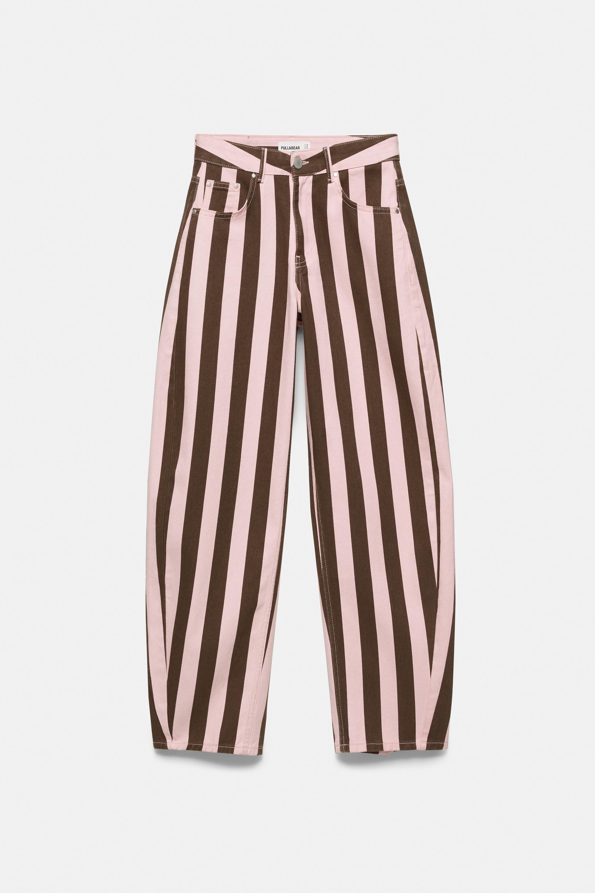 Striped barrel jeans — Rose pink