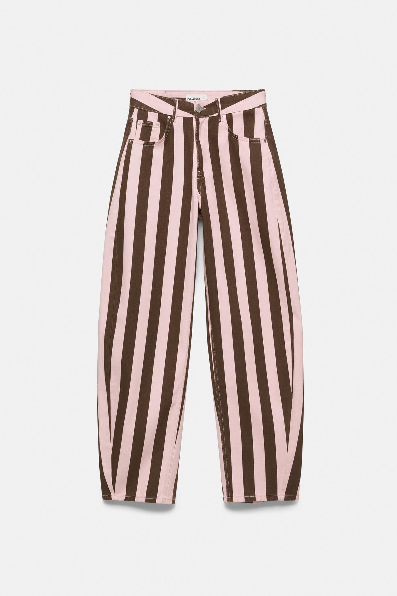 Striped barrel jeans — Rose pink