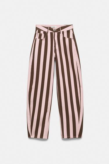 Striped barrel jeans — Rose pink 3