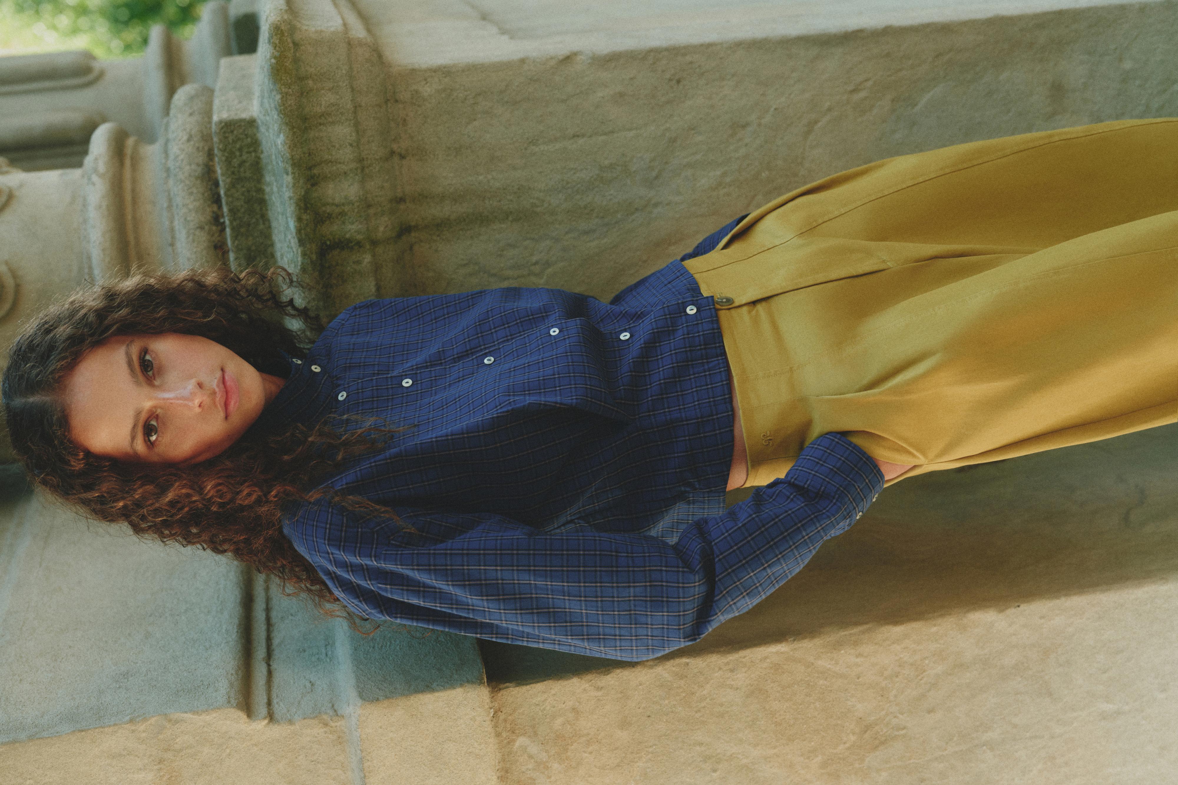 Oversize check shirt — Navy