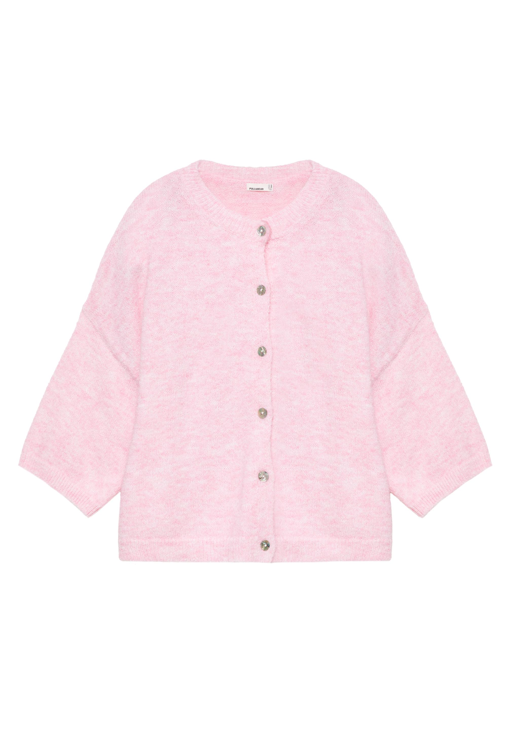 Short sleeve cardigan — Pink marl