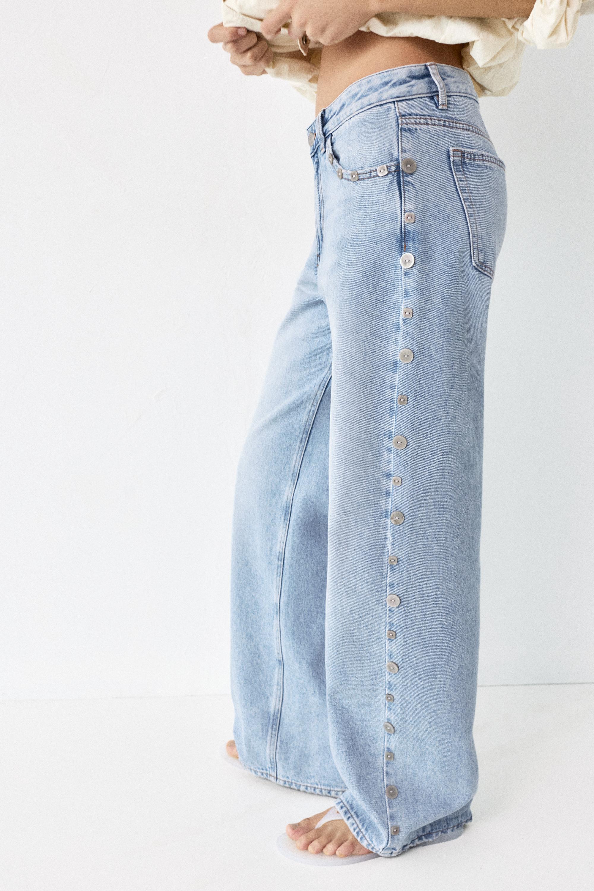 Düğme detaylı baggy jean - Görsel 12