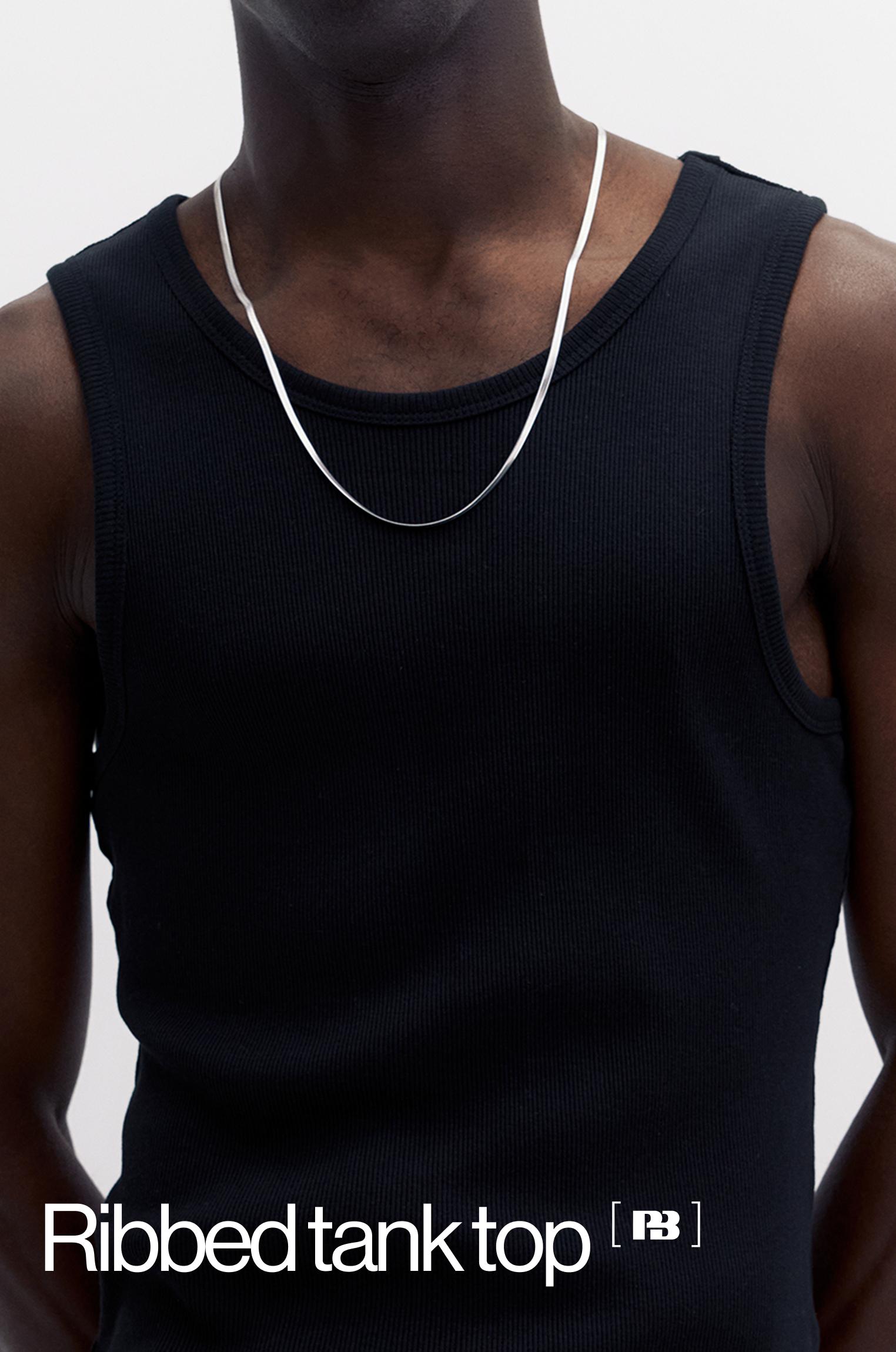 Ribbed tank top — Black