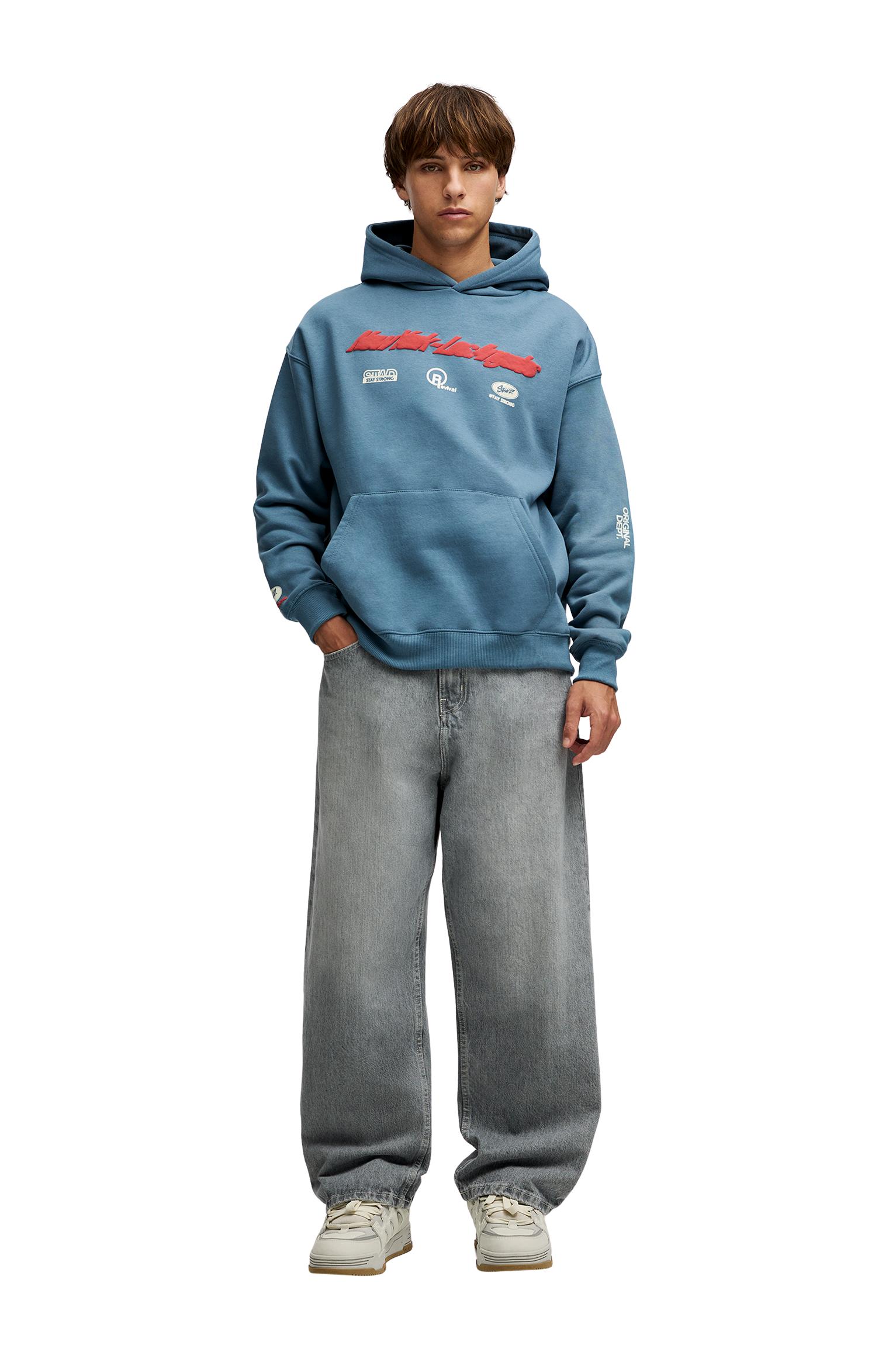 Kabartmalı baskılı kapüşonlu sweatshirt_10