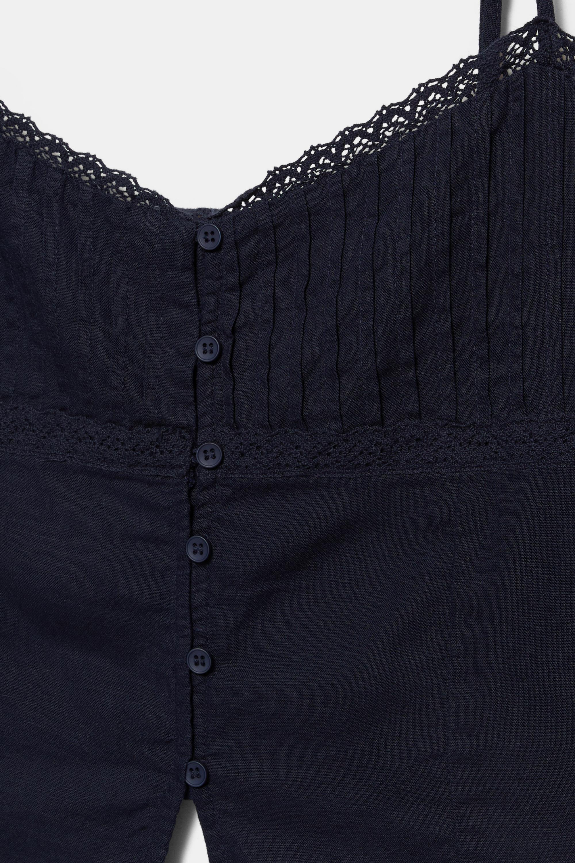 Linen blend camisole top — Navy