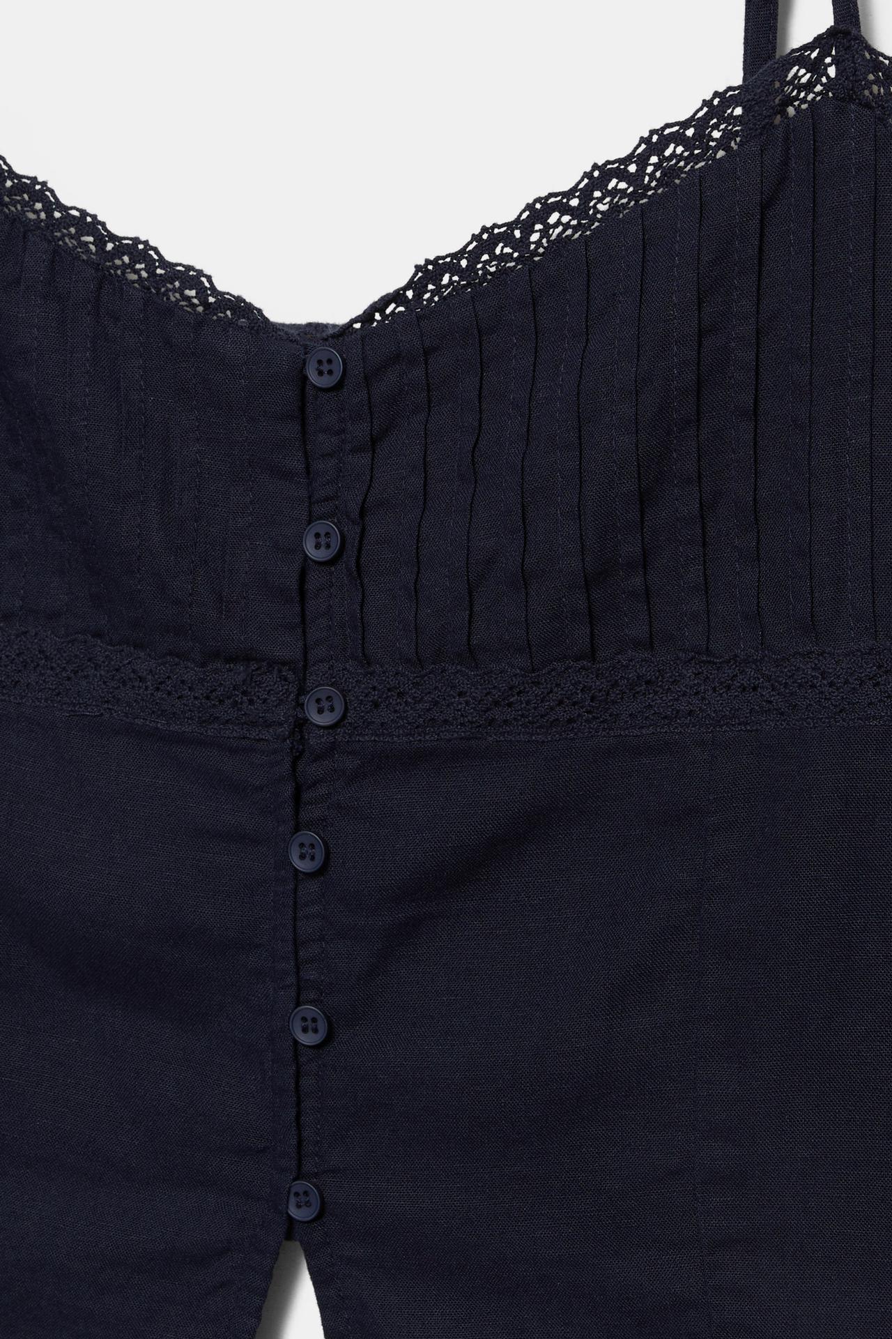 Linen blend camisole top — Navy