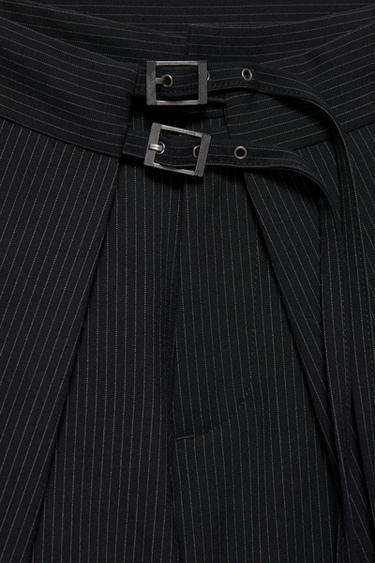 Darted smart trousers with buckles — Striped 7
