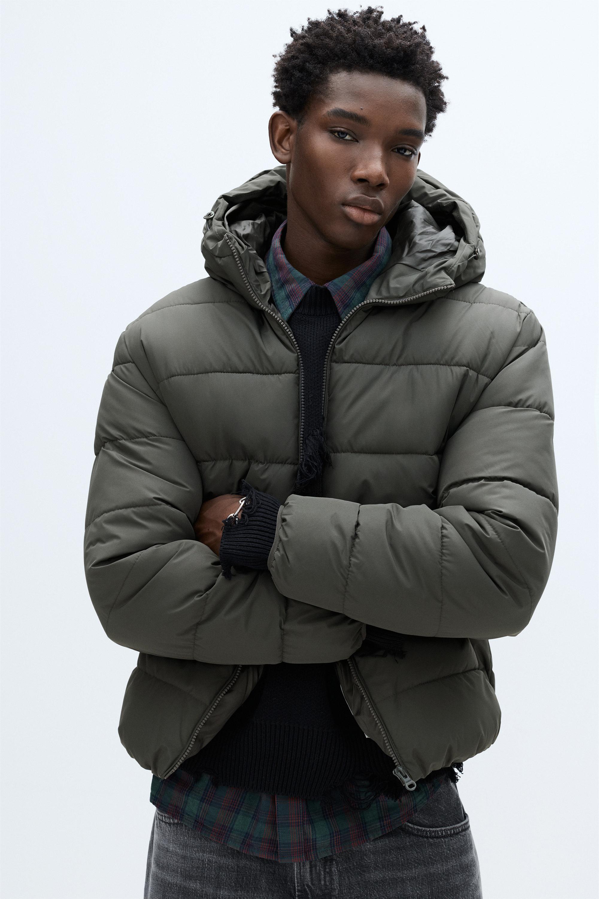 Lightweight puffer jacket with hood — Anthracite grey