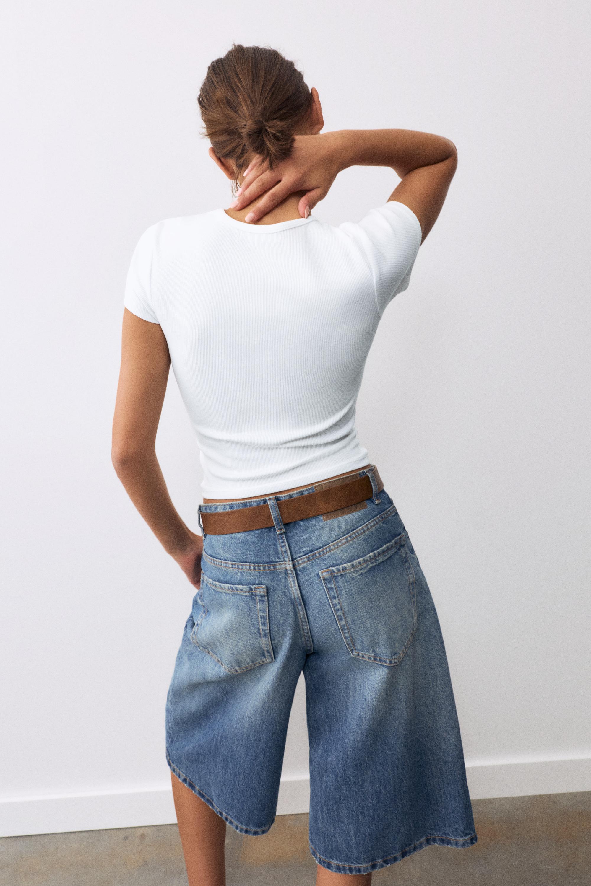 Ribbed short sleeve T-shirt — White