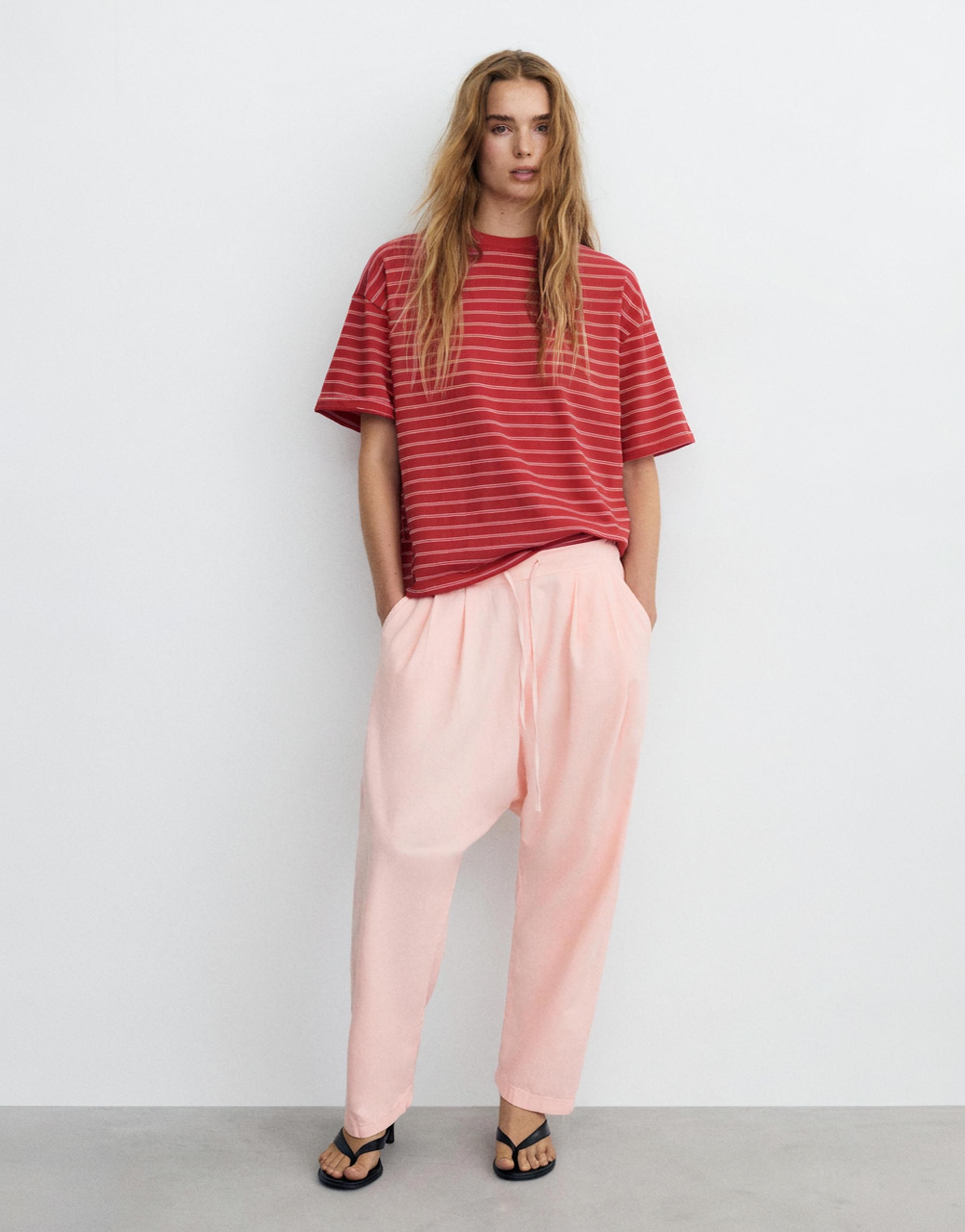 Baggy sarouel trousers with drawstring — Pink