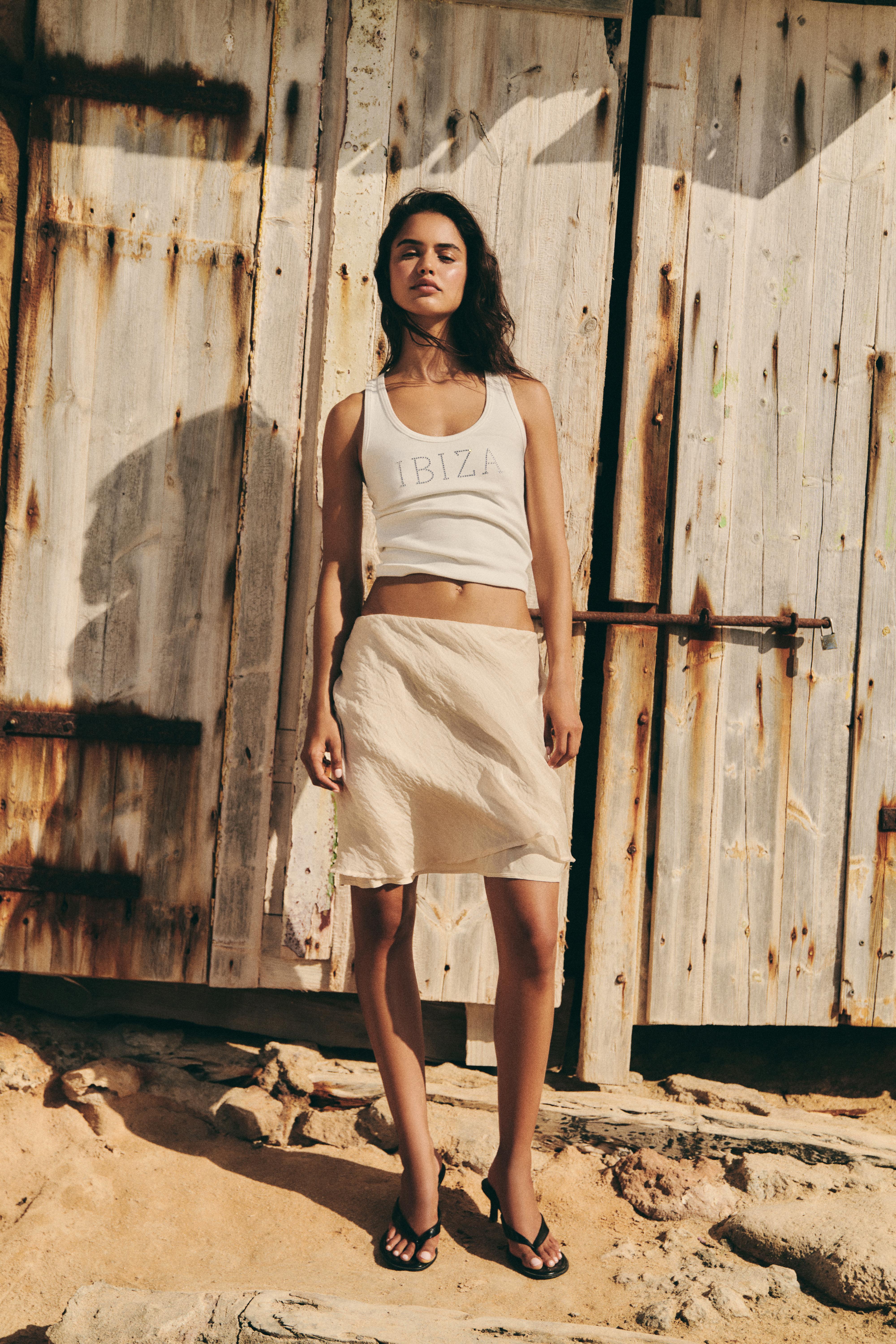 Chiffon midi skirt — Ice
