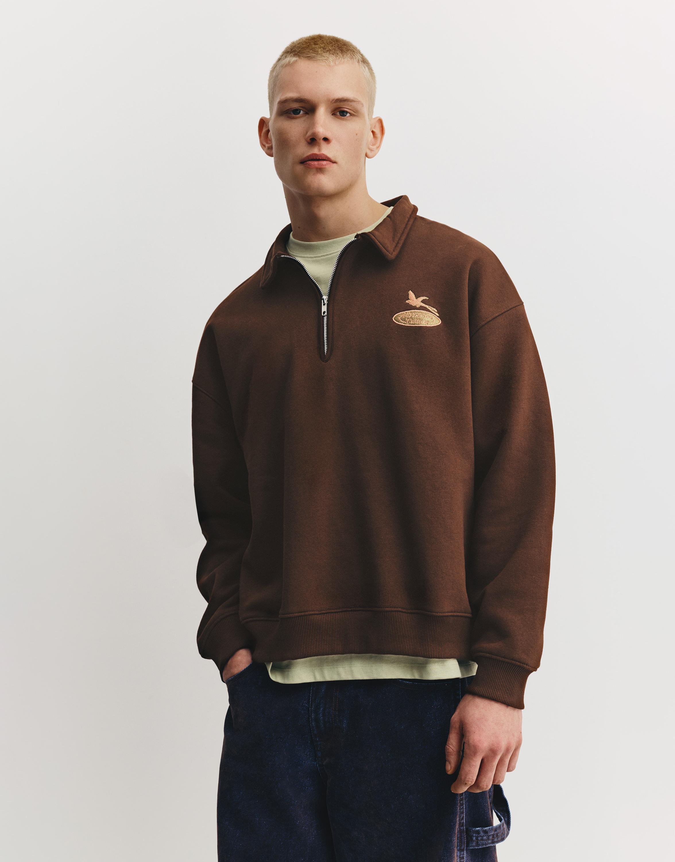 Grafik baskılı polo yaka sweatshirt - Görsel 9