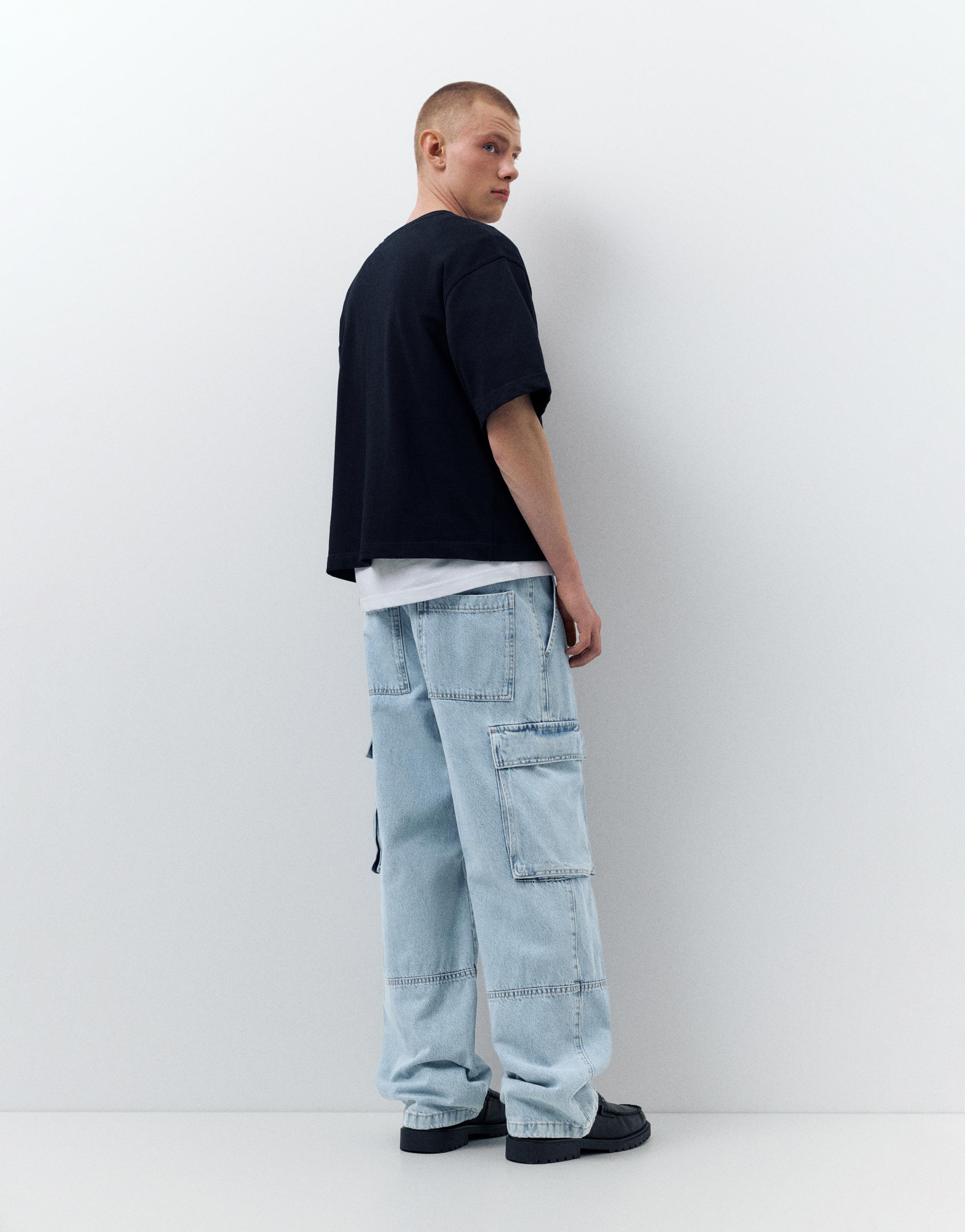 Baggy cargo jeans — Medium blue