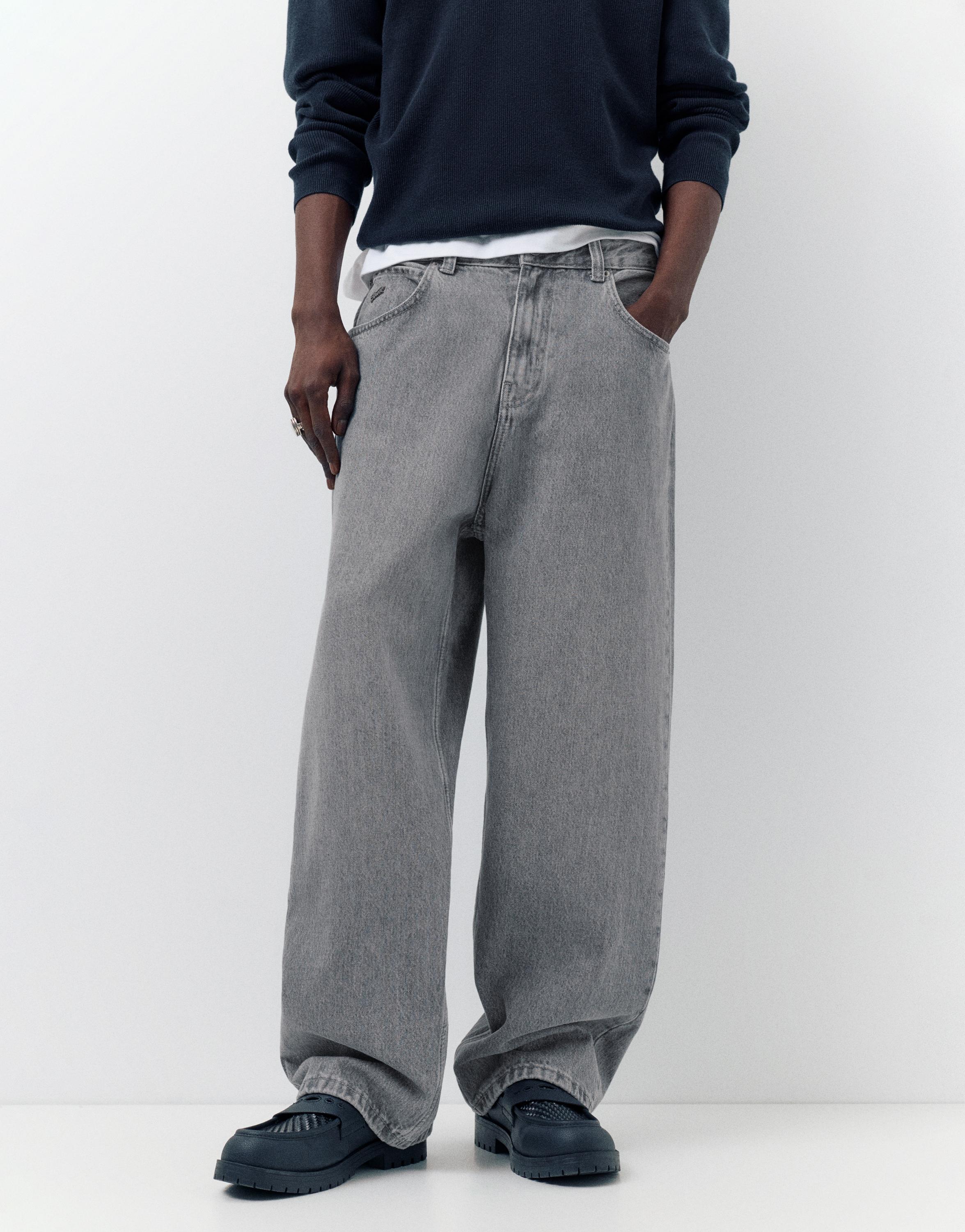 Relaxed fit baggy jeans — Pale grey