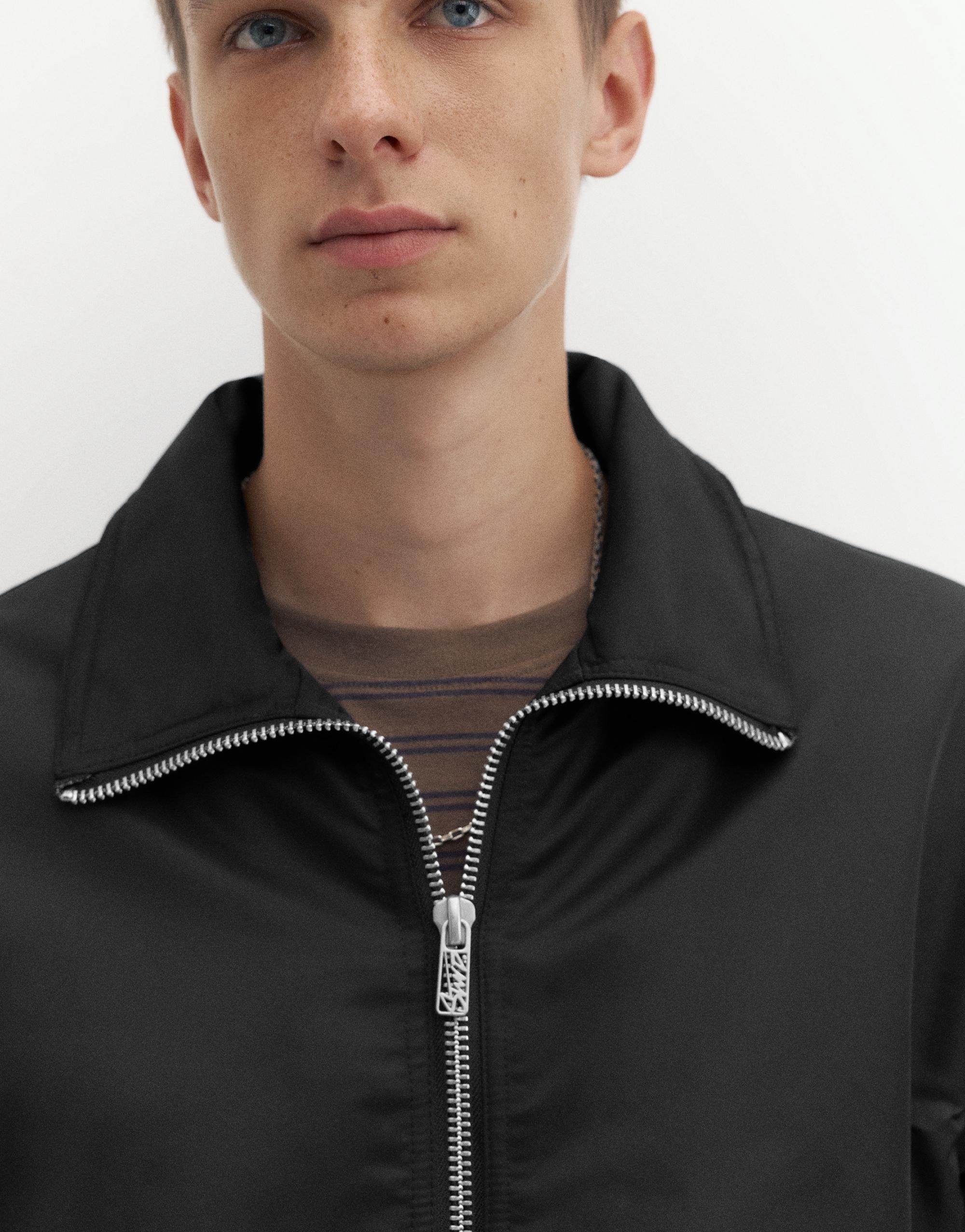 Shirt collar bomber jacket — Black