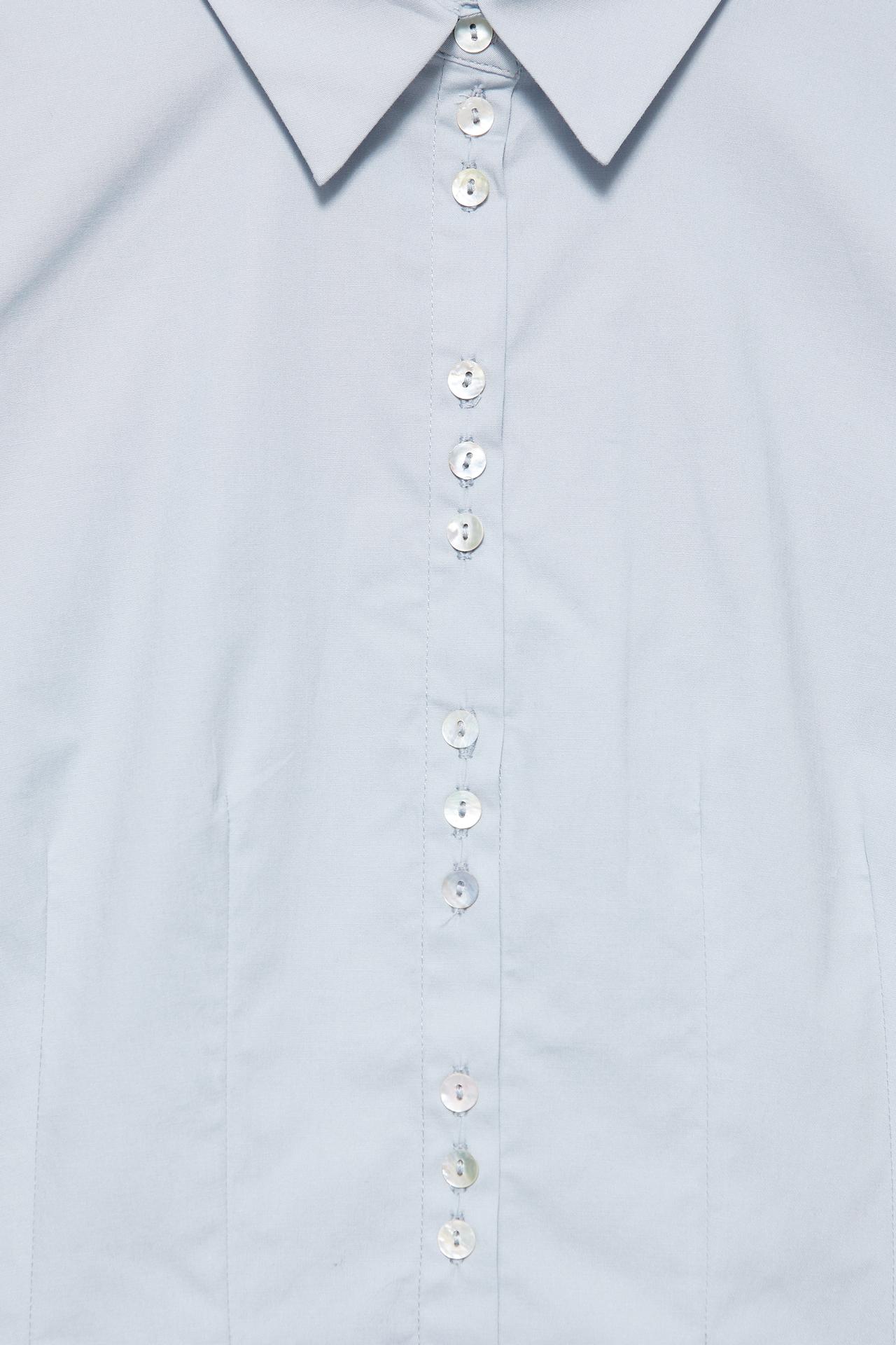 Pleated short sleeve shirt — Bluish grey