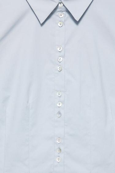 Pleated short sleeve shirt — Bluish grey 7