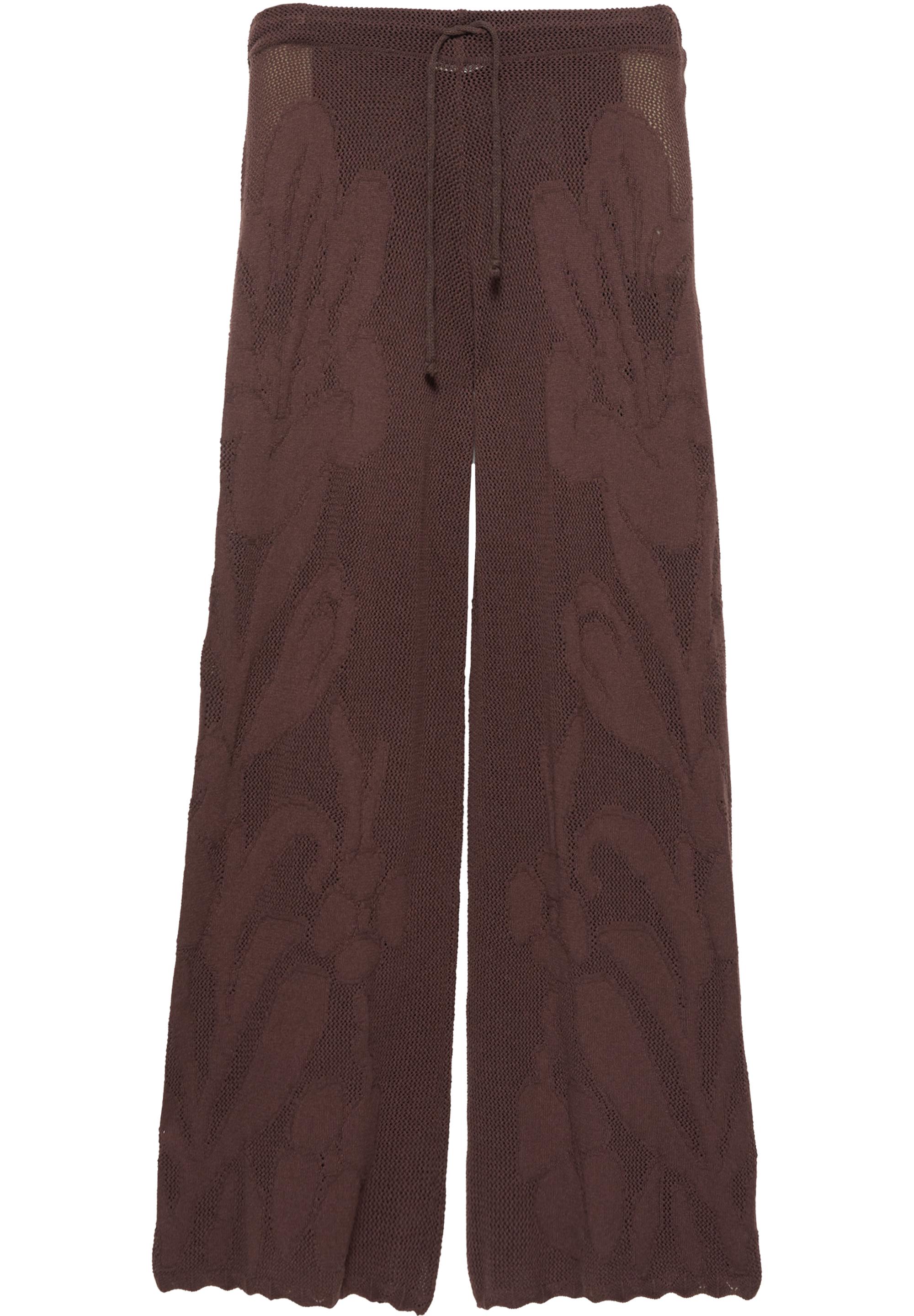 Floral cutwork trousers