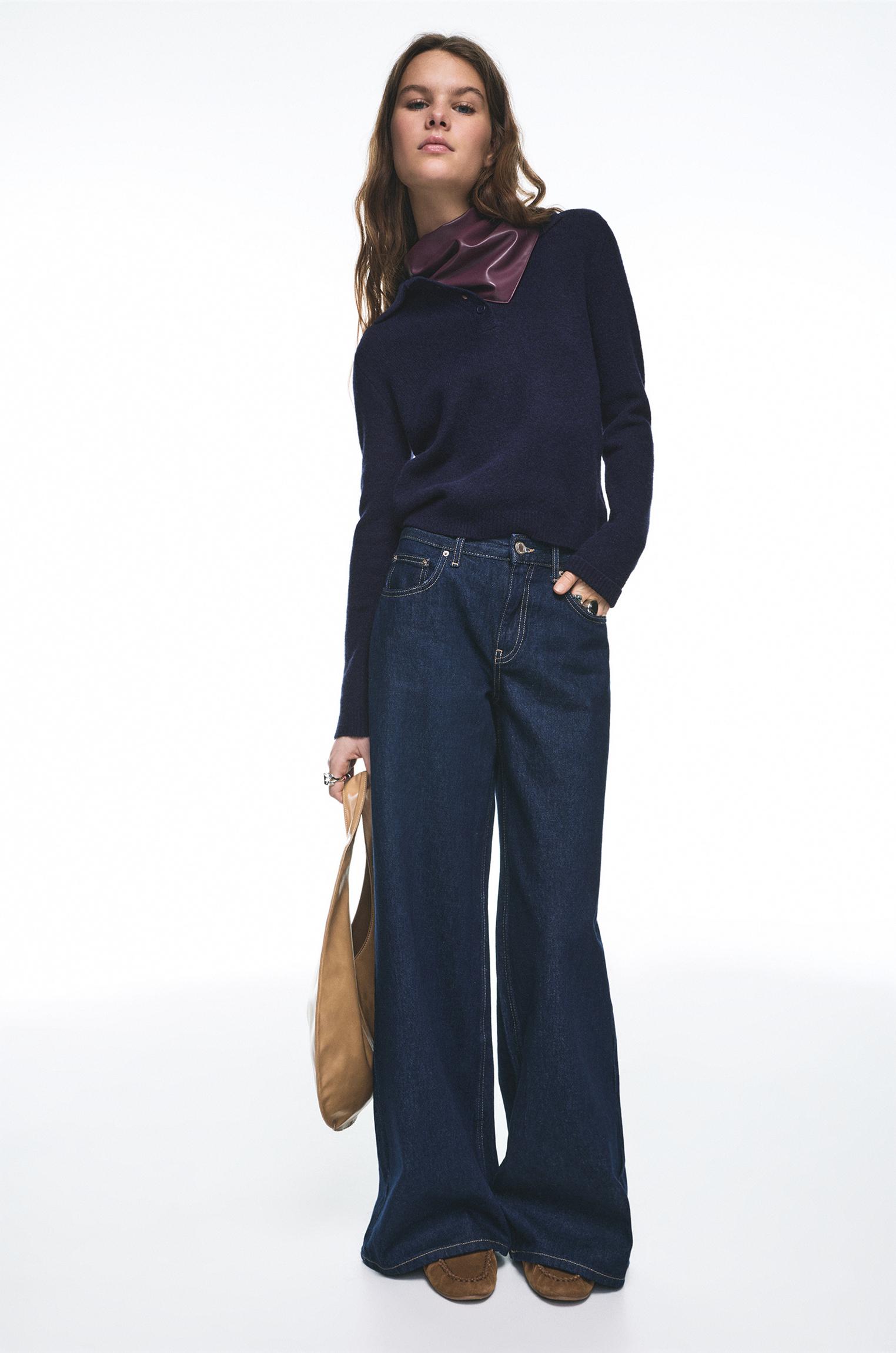 Low-rise wide-leg jeans — Dark blue