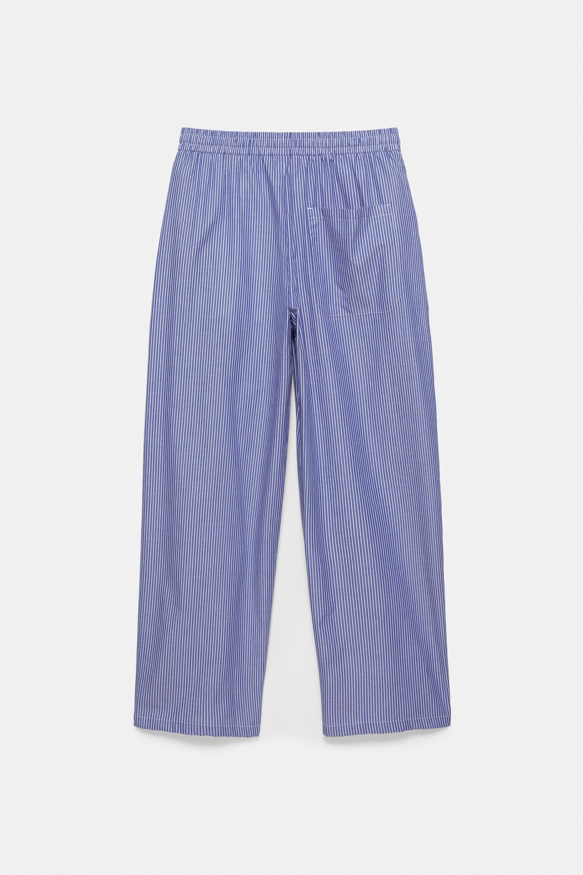 Relaxed fit striped pyjama-style trousers — Blue
