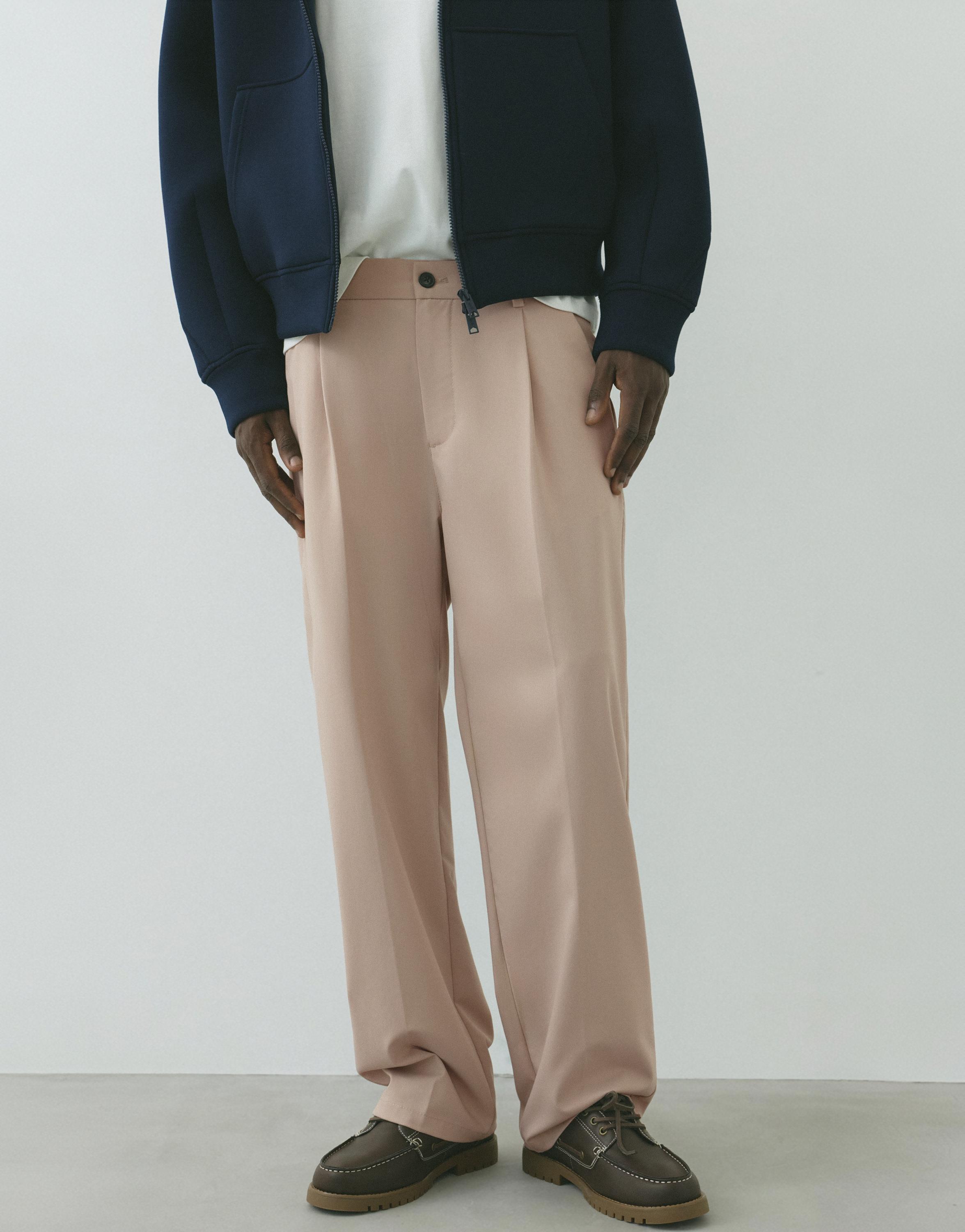 Wide-leg tailored trousers — Ecru