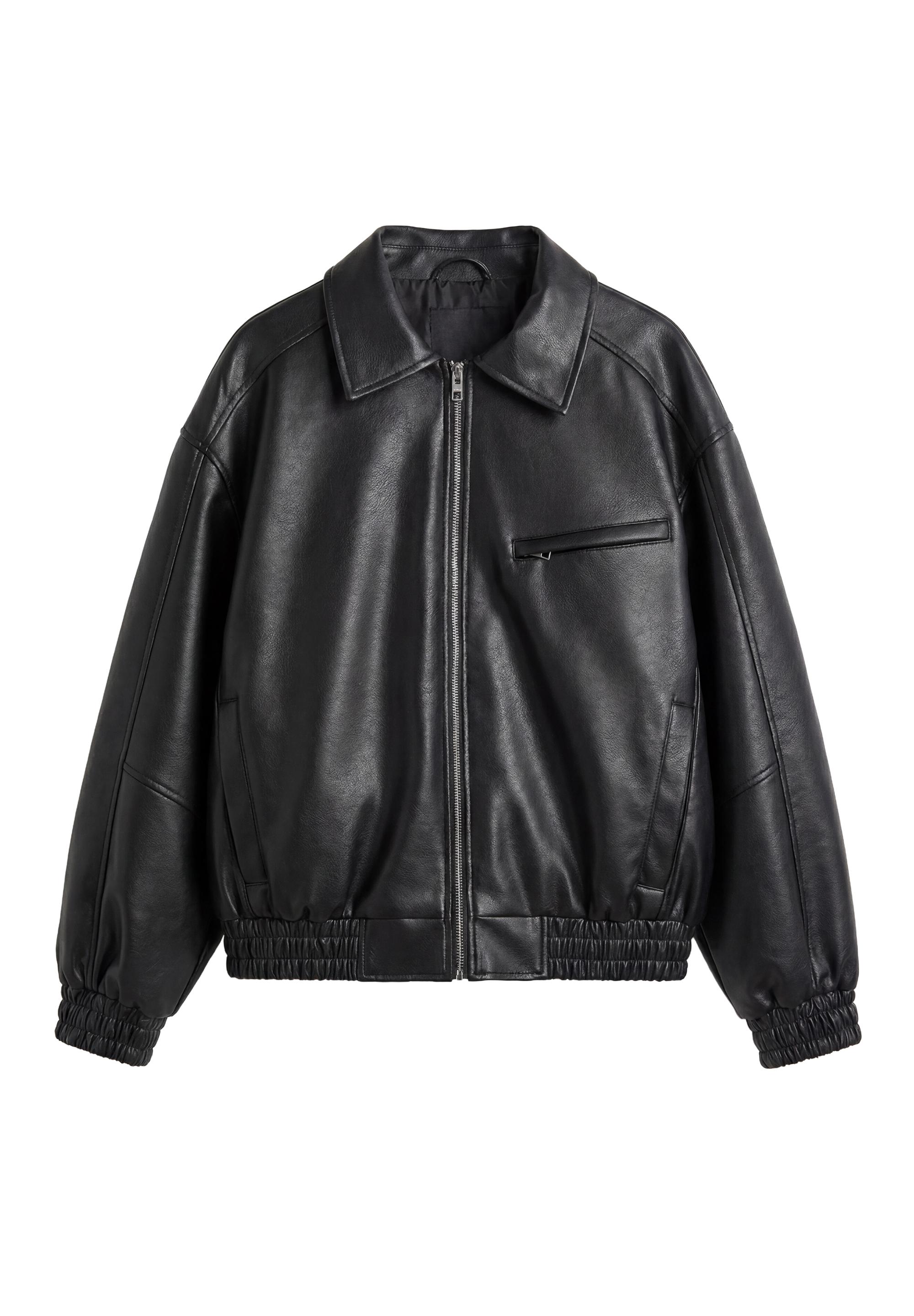 Leather effect dad jacket — Black