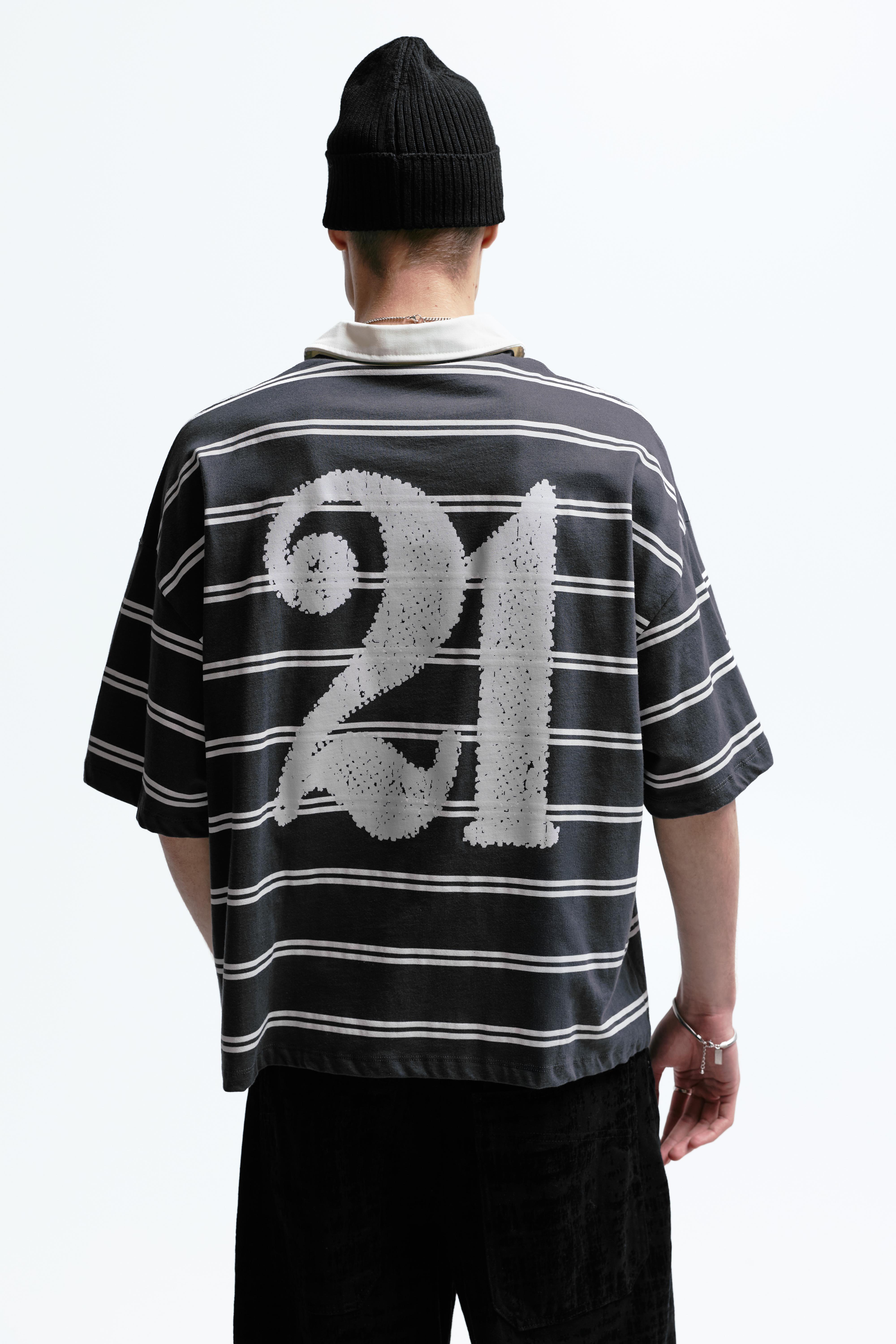 21 Savage çizgili polo t-shirt - Görsel 7