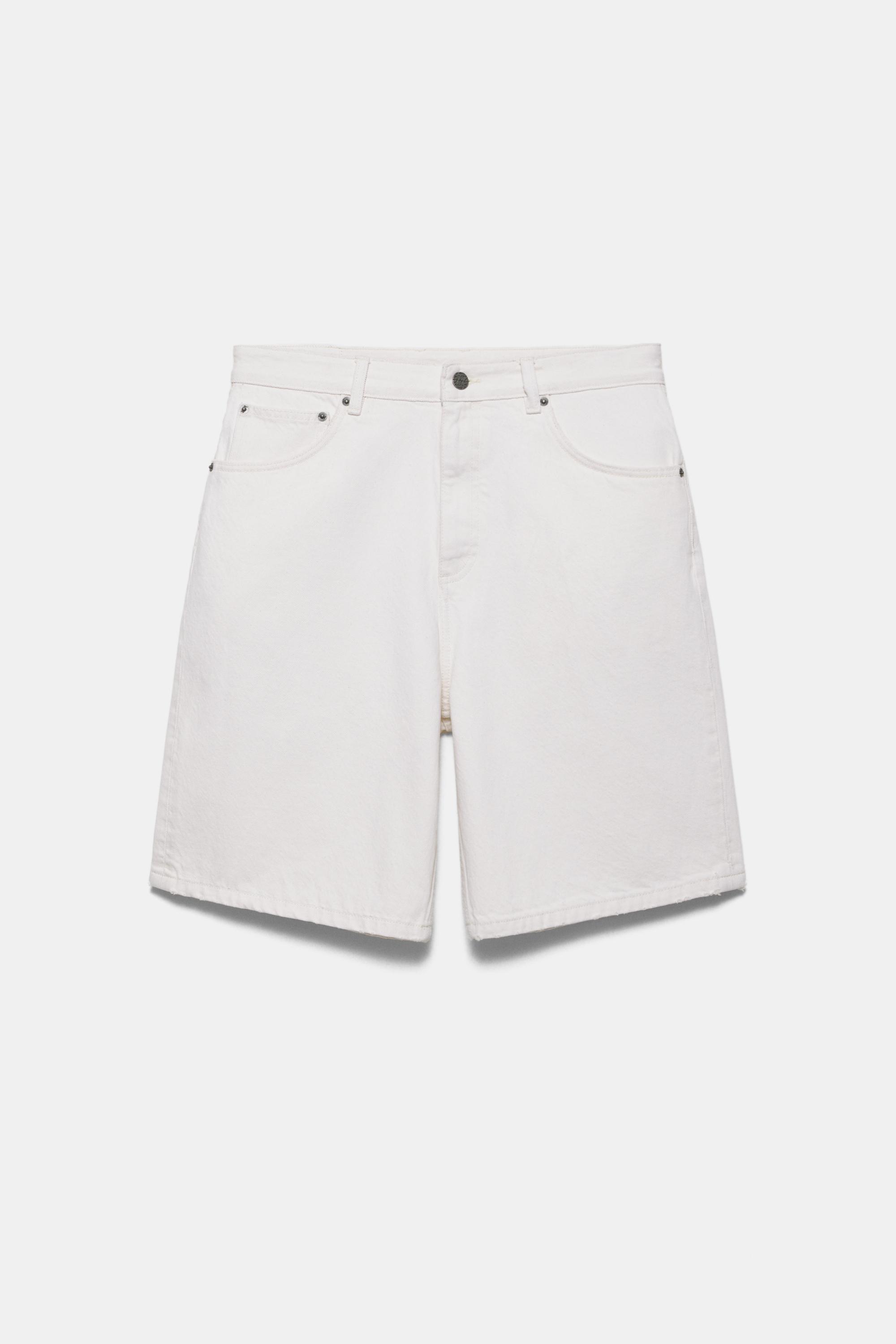 Baggy denim Bermuda shorts — Ecru