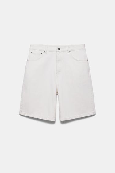 Baggy denim Bermuda shorts — Ecru 6