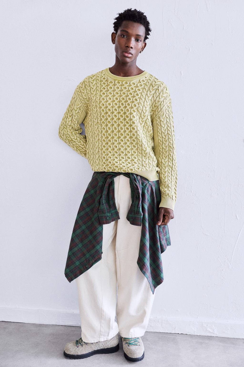 Acid wash cable-knit jumper PULL&BEAR - Main Image