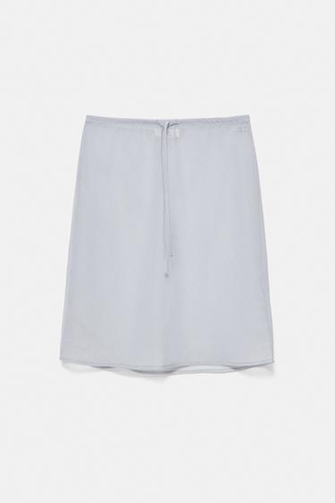 Semi-sheer straight skirt — Bluish grey 5