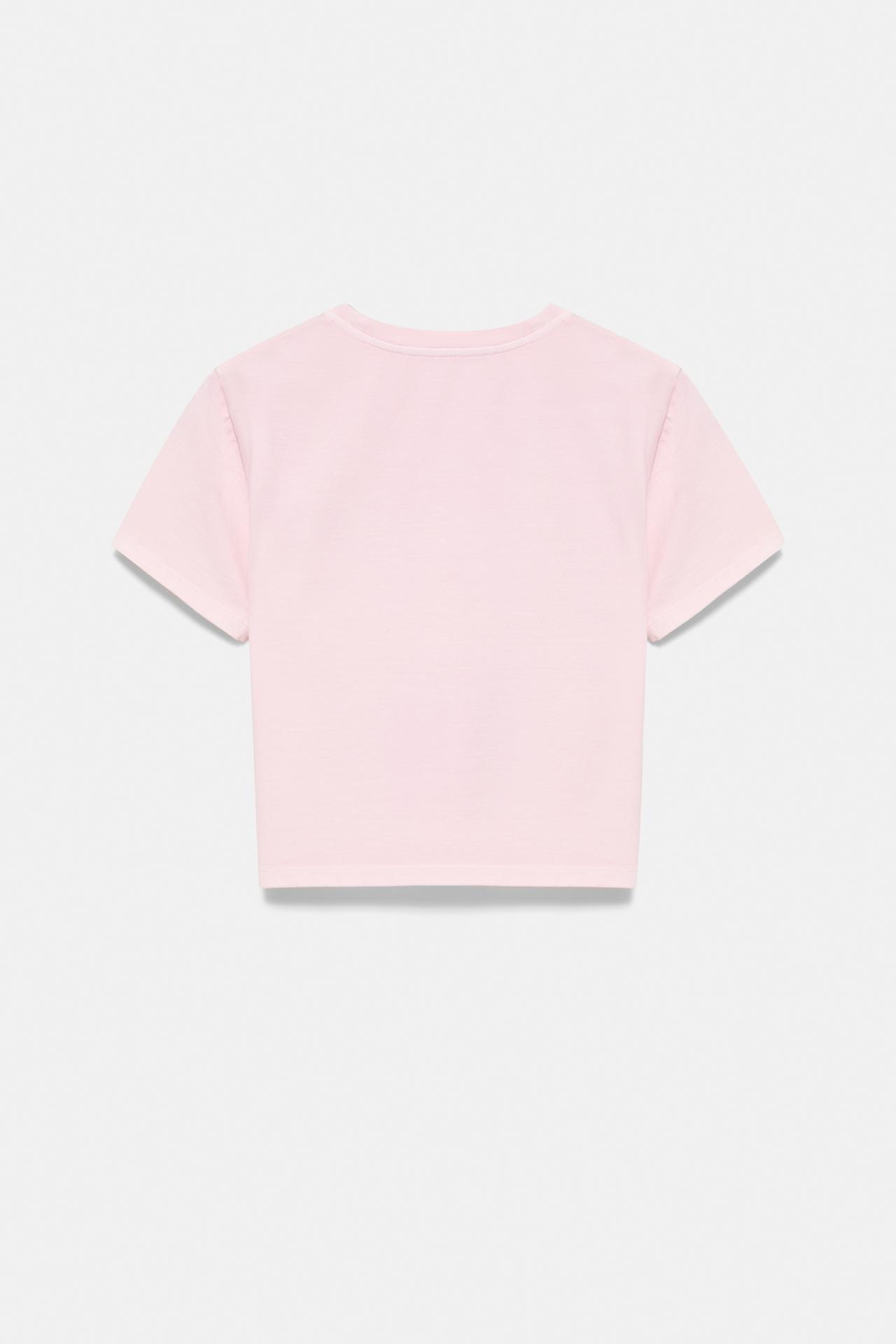 T-shirt with graphic and slogan — Pink/White