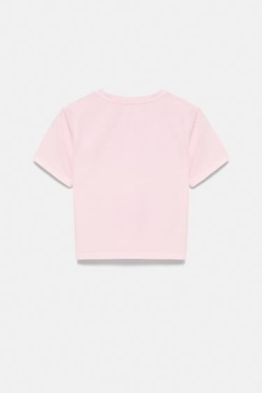 T-shirt with graphic and slogan — Pink/White 6