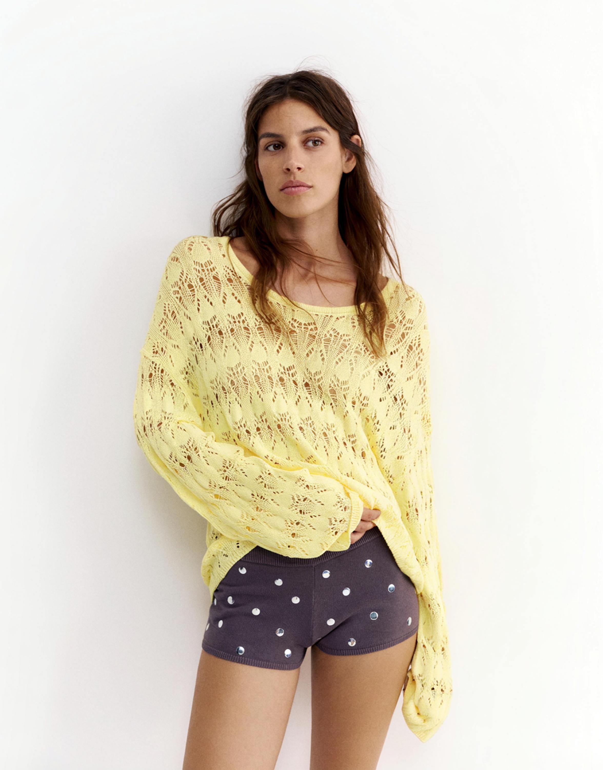 Yellow cutwork jumper — Yellow