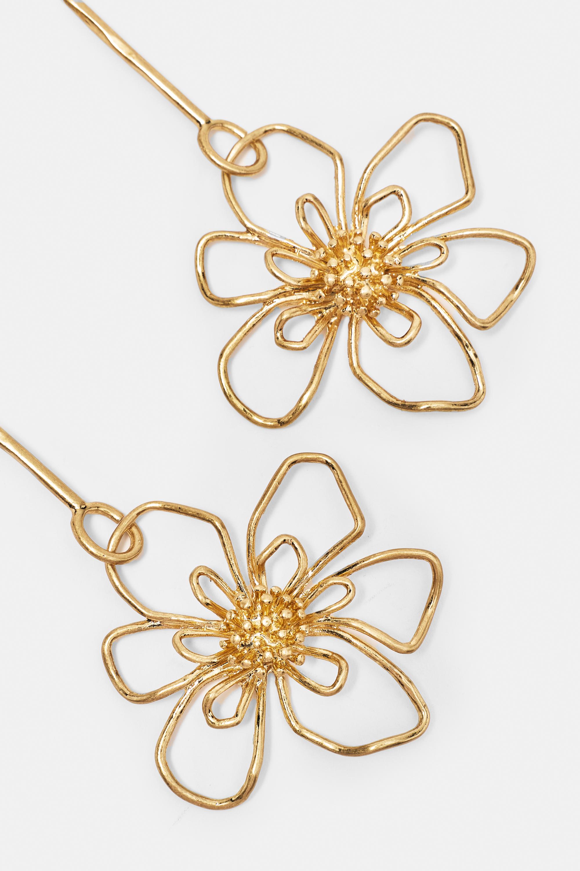 Floral dangle earrings — Gold