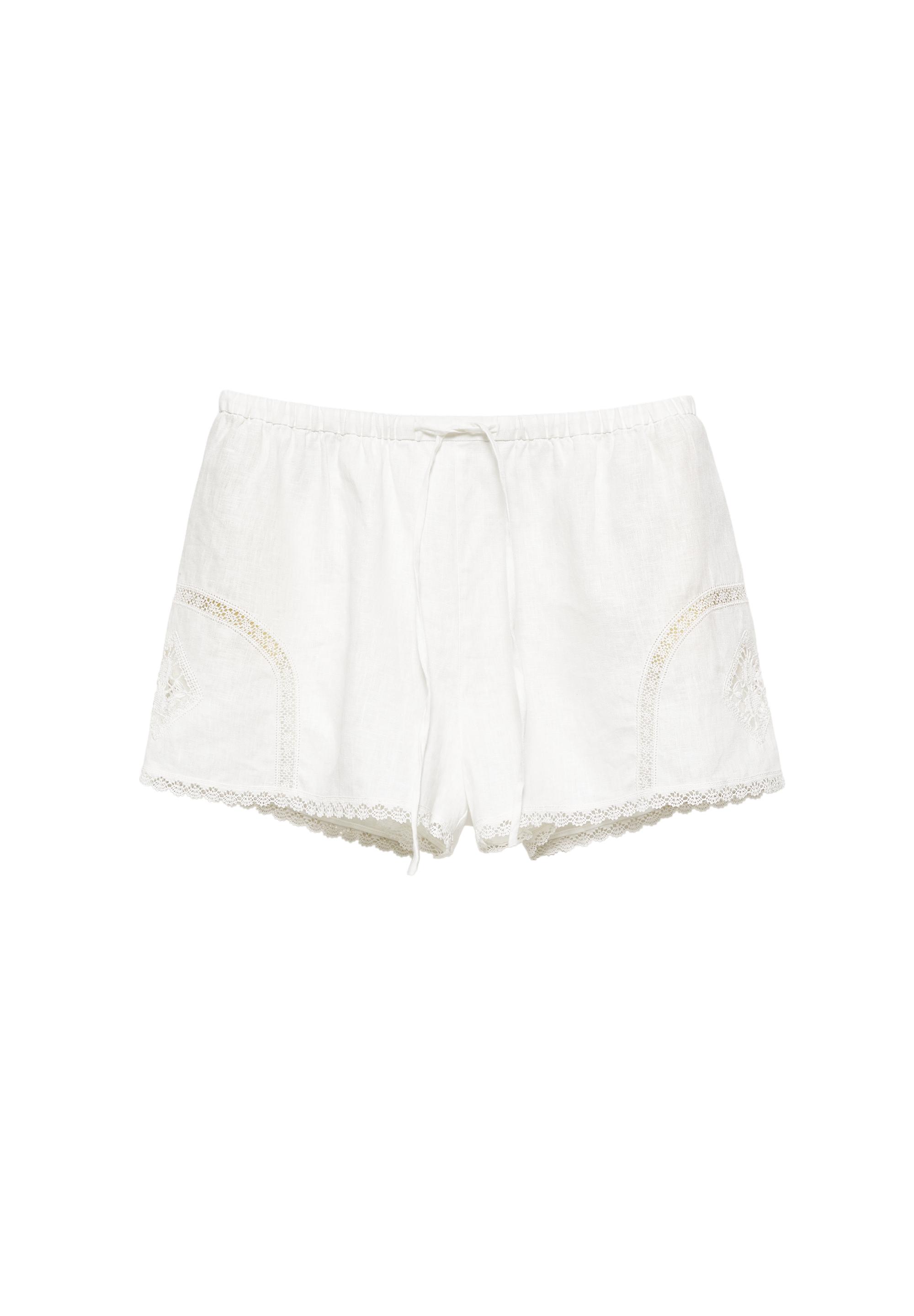 100% linen Encaixe de Camariñas x Pull&Bear shorts — Off white
